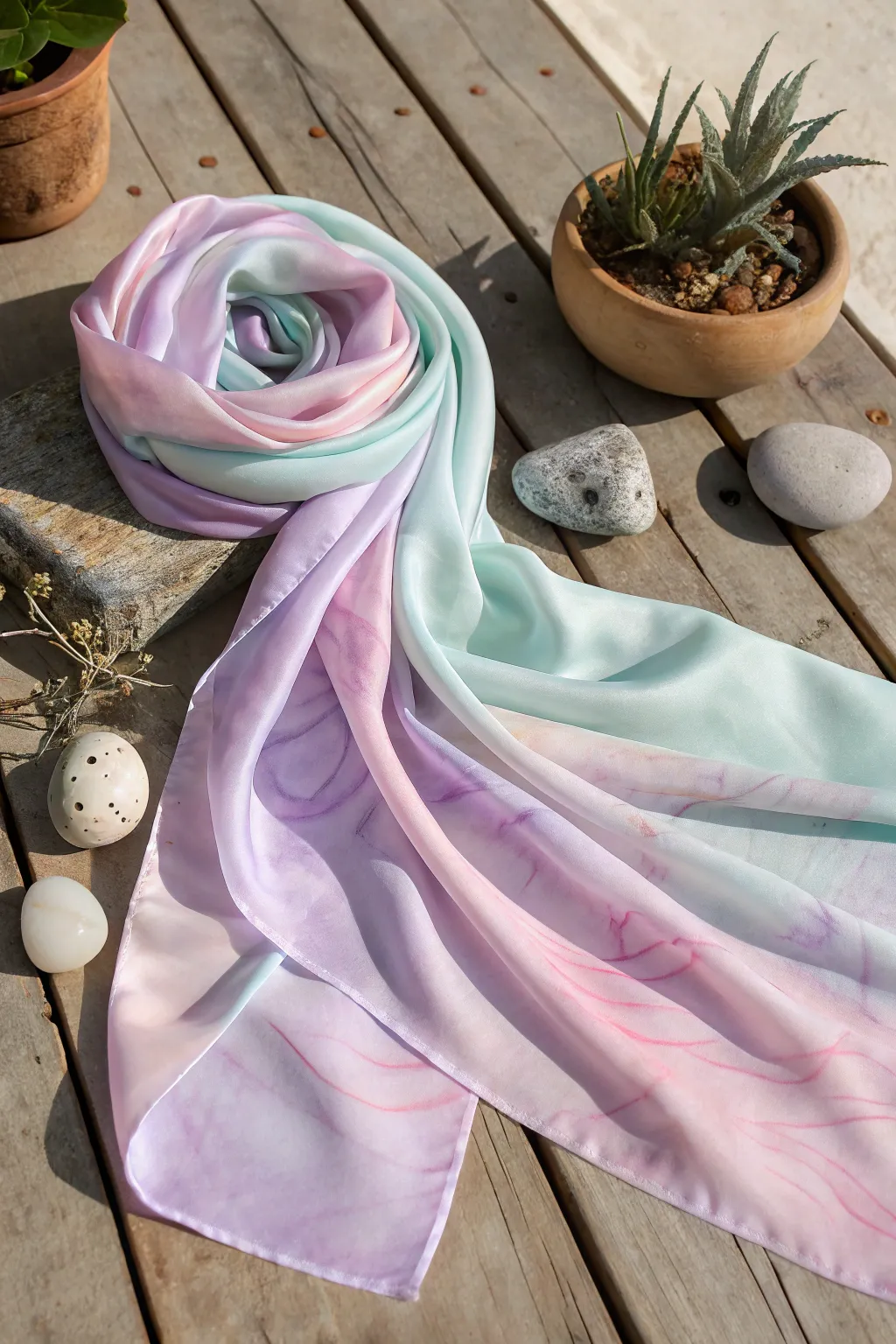 Elevate your style with a handcrafted watercolor silk scarf—where elegance meets artistry.