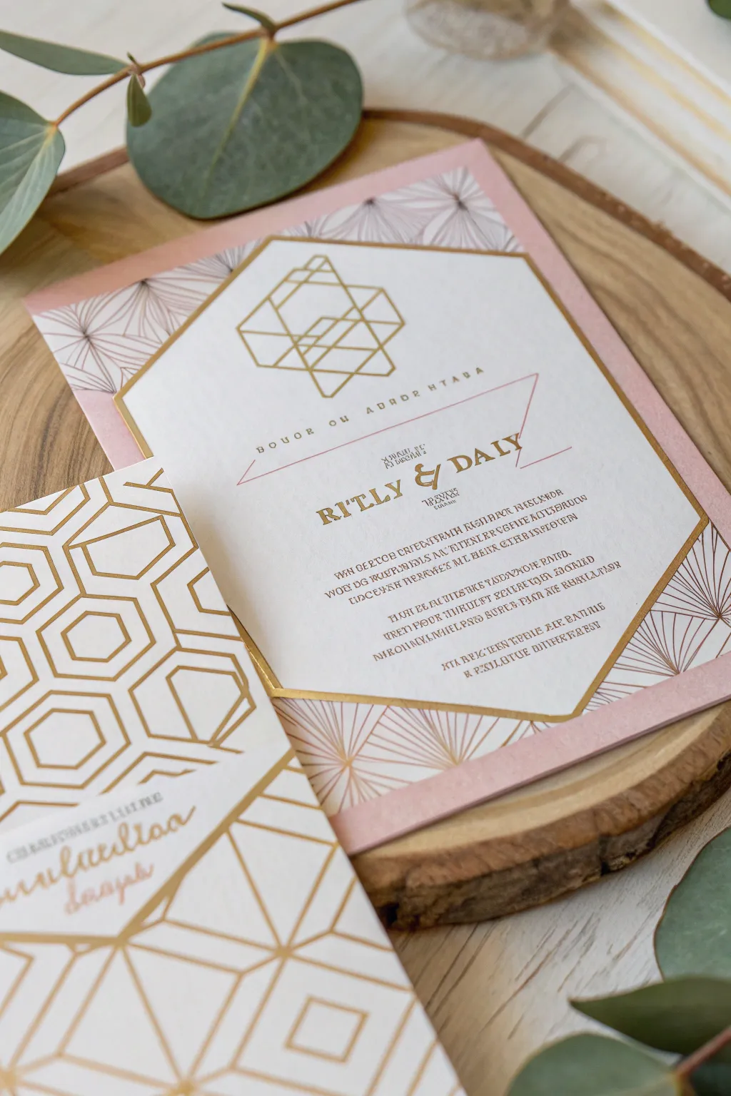 Embrace modern elegance with geometric wedding invitations that capture the essence of minimalist beauty.