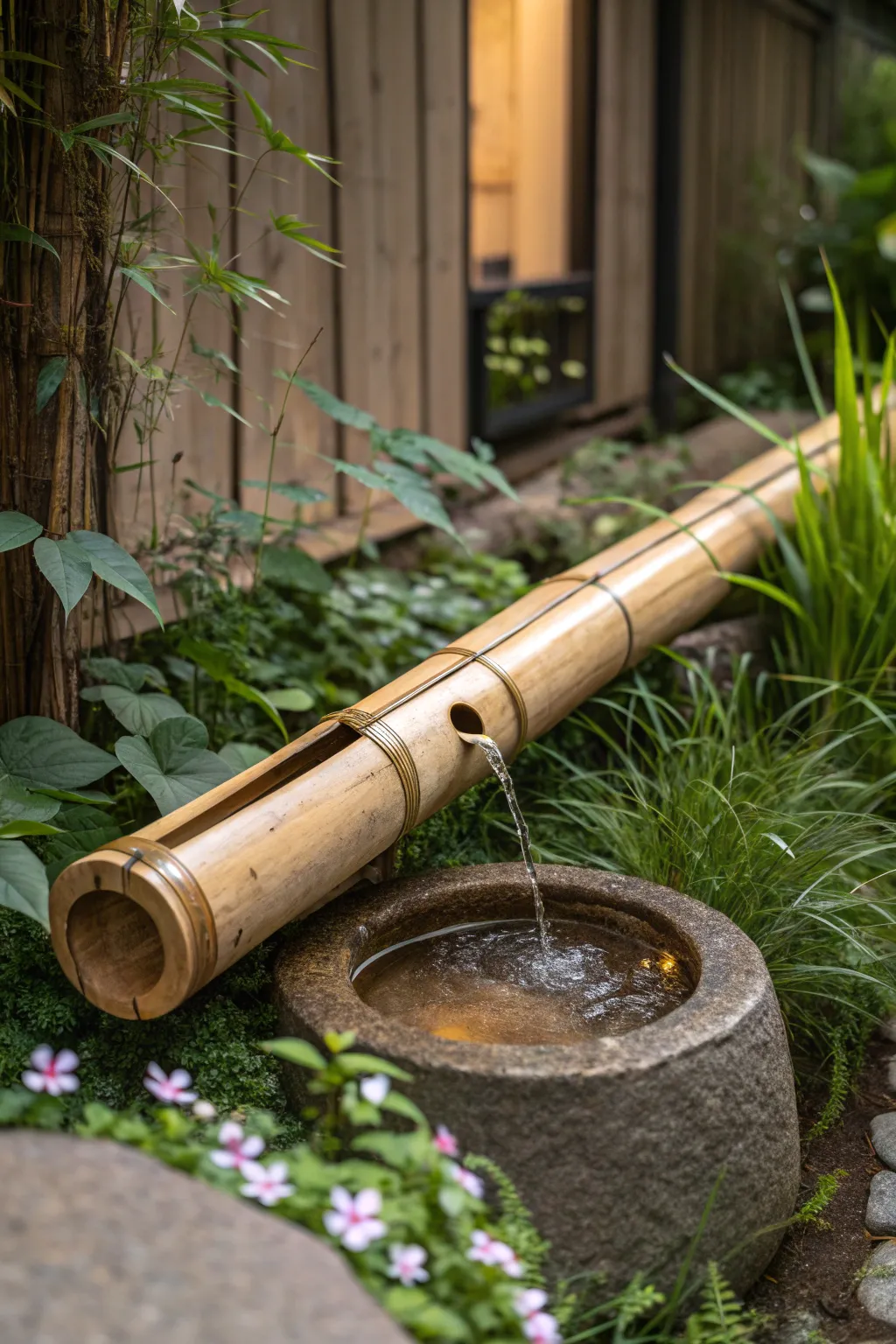 Embrace sustainable elegance with a bamboo water gutter, merging functionality with natural beauty.