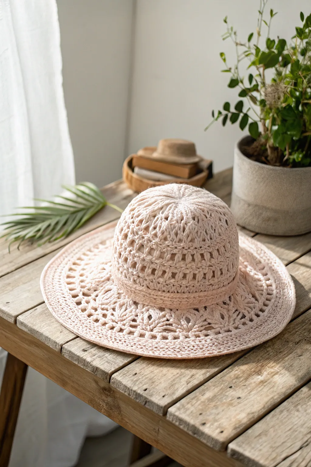 Breeze through summer in style with this delicate crochet hat, your perfect sun-kissed accessory.