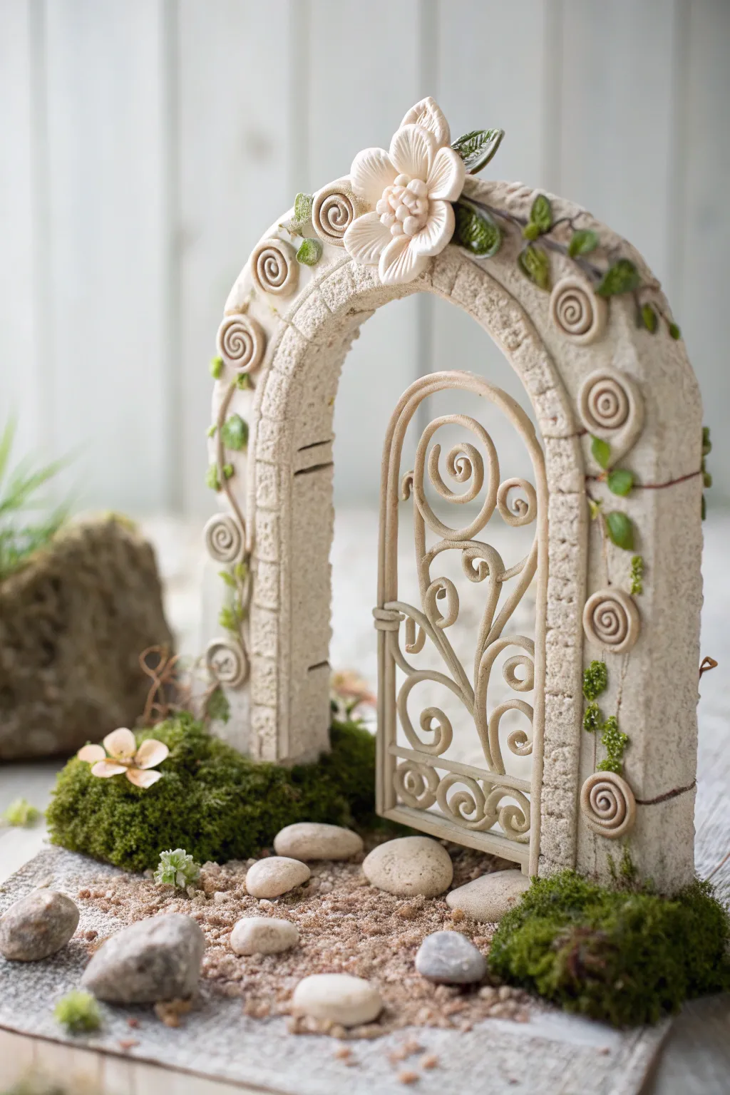 Step into whimsy with this enchanting fairy garden gate, a blend of minimalist charm and boho magic.