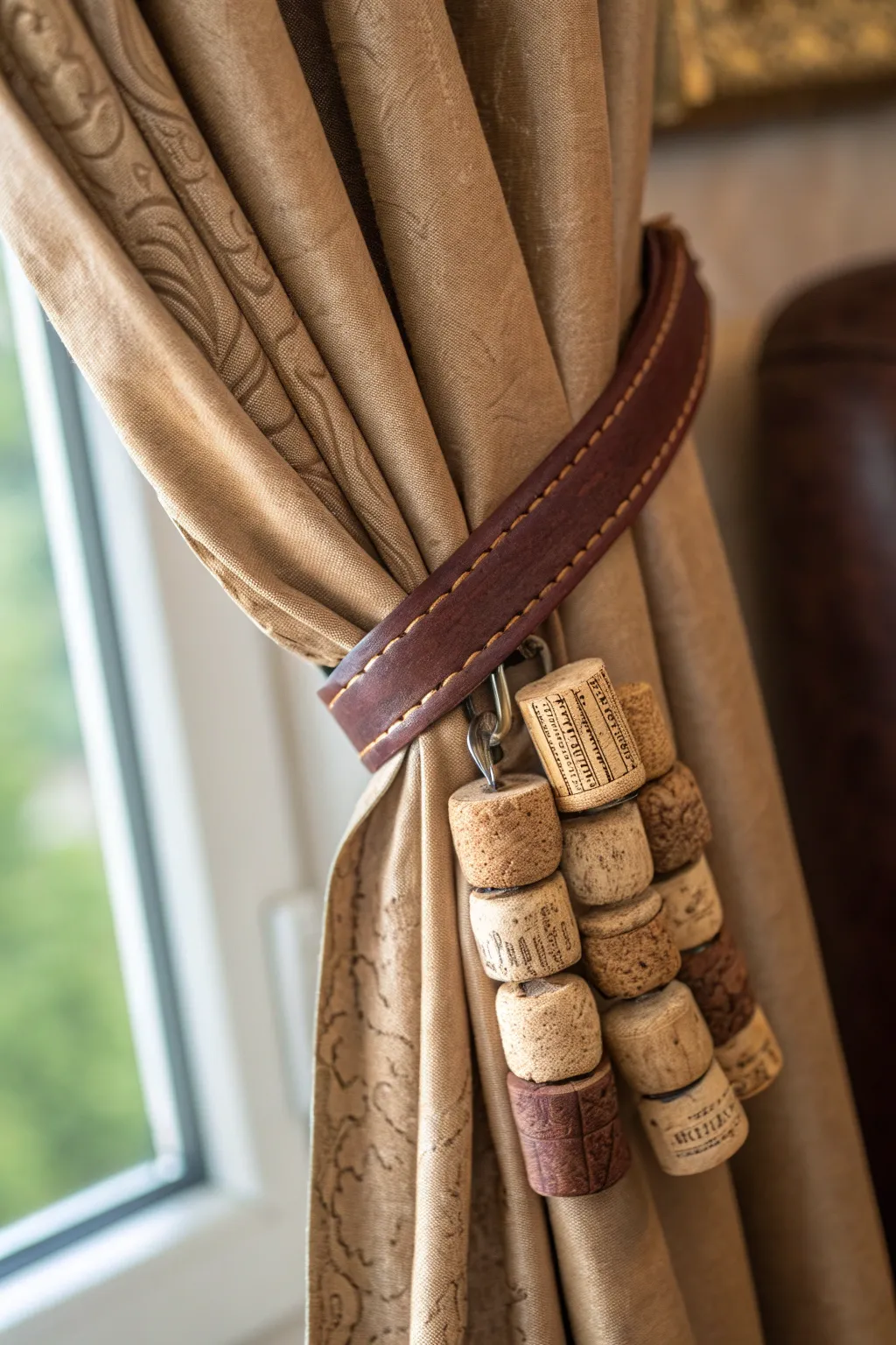 Add a touch of rustic elegance with handcrafted cork curtain tiebacks, perfect for the discerning craftsman.