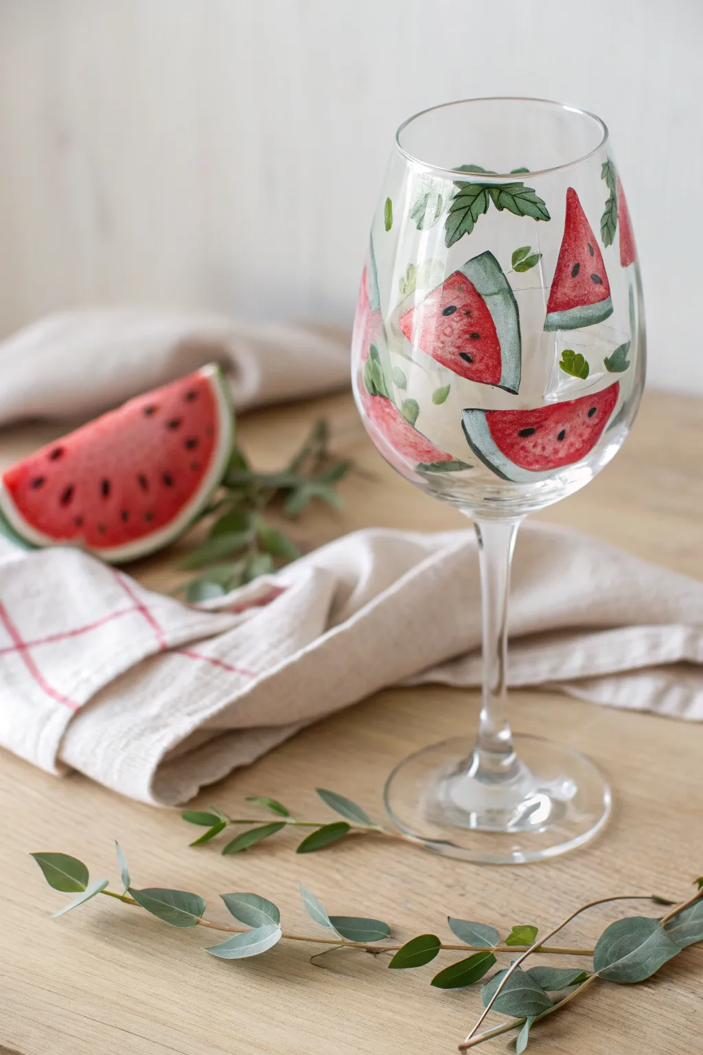 Sip in style with whimsical watermelon artistry on your wine glass!