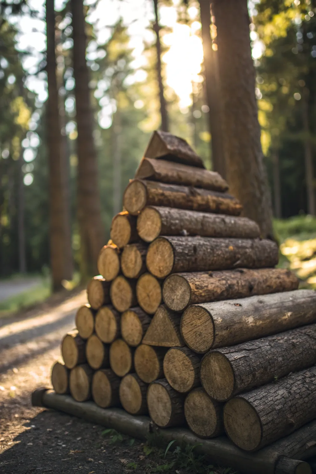 Embrace rustic charm with a classic log cabin stack, bringing warmth and nostalgia to your outdoor space.