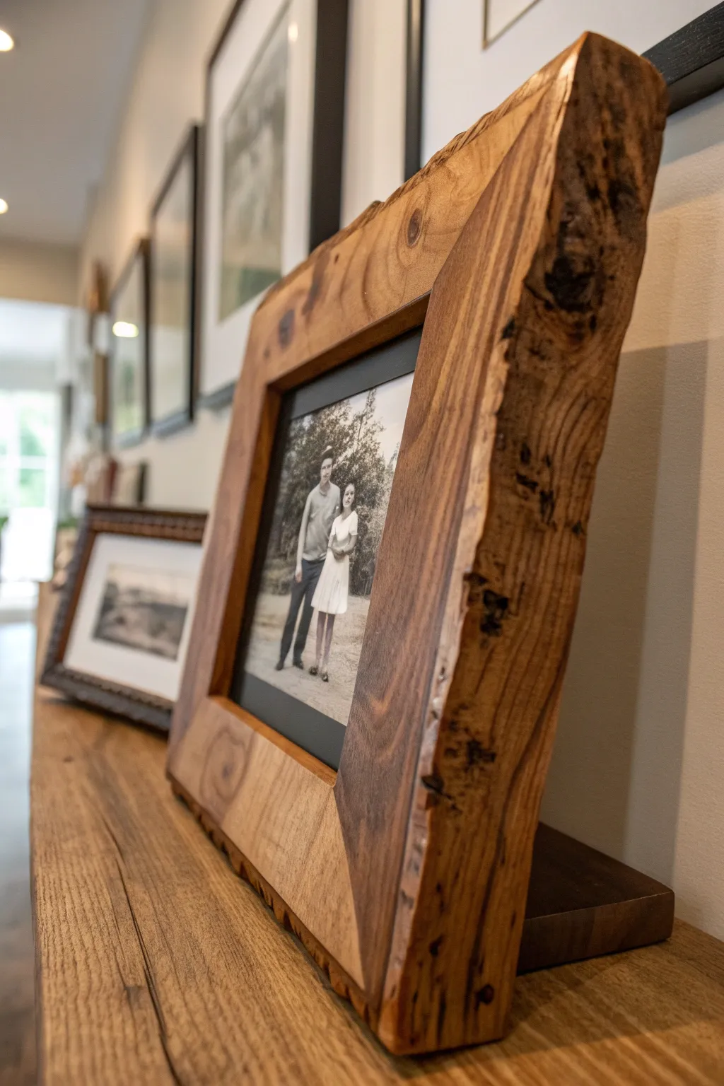 Capture memories with the timeless elegance of handcrafted wood slab frames.