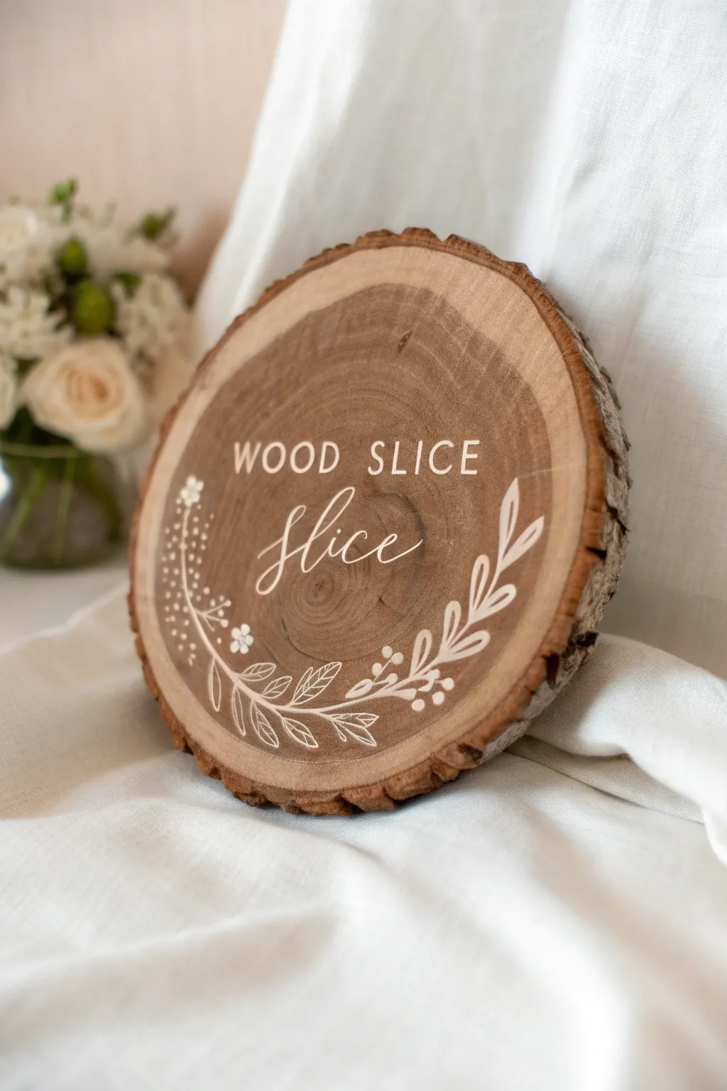 Elevate your decor with a touch of personalized elegance: Monogrammed wood slices blend simplicity with craftsmanship.