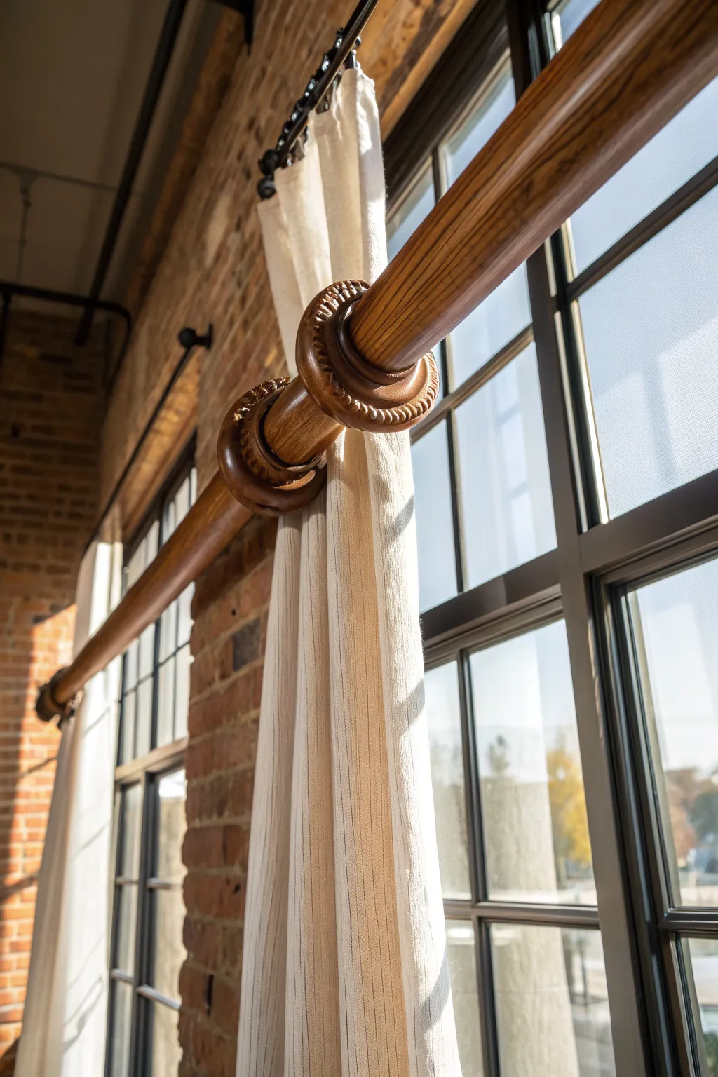 Elevate your windows with the rustic charm of handcrafted spindle curtain rods.