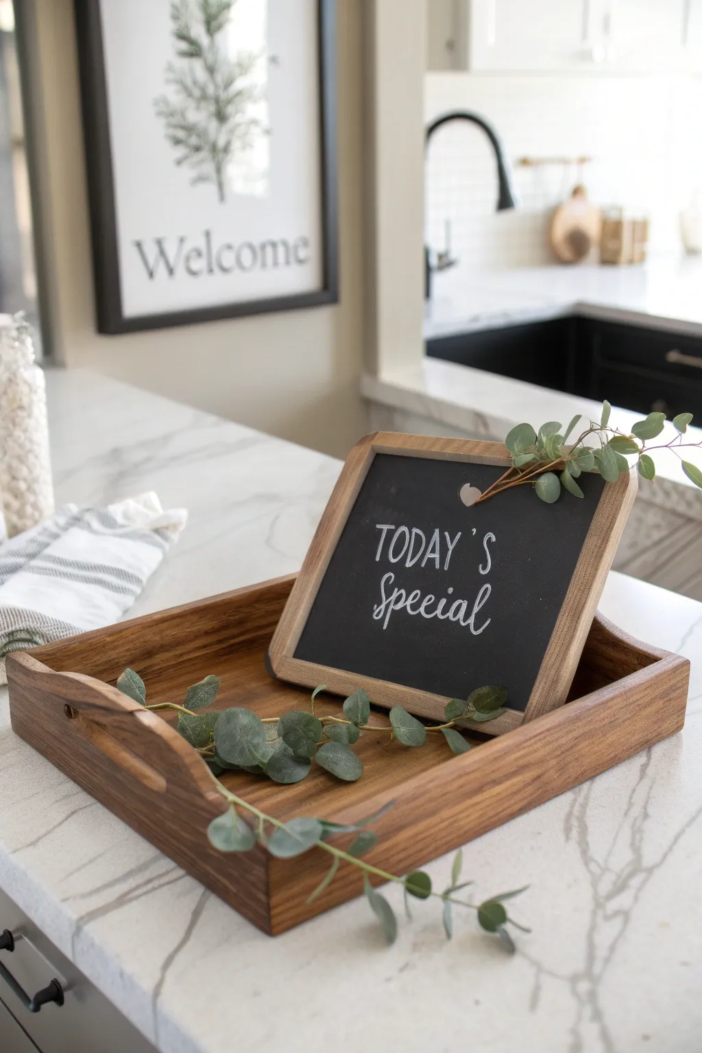 Add a touch of charm and functionality to your decor with a chic chalkboard tray. Perfect for those little notes that leave a big impression.