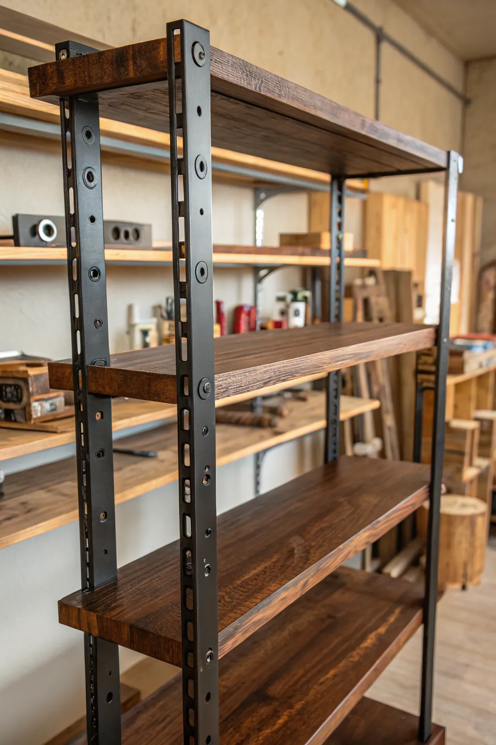 Elevate your workspace with the perfect blend of form and function: adjustable shelving that adapts to every project.