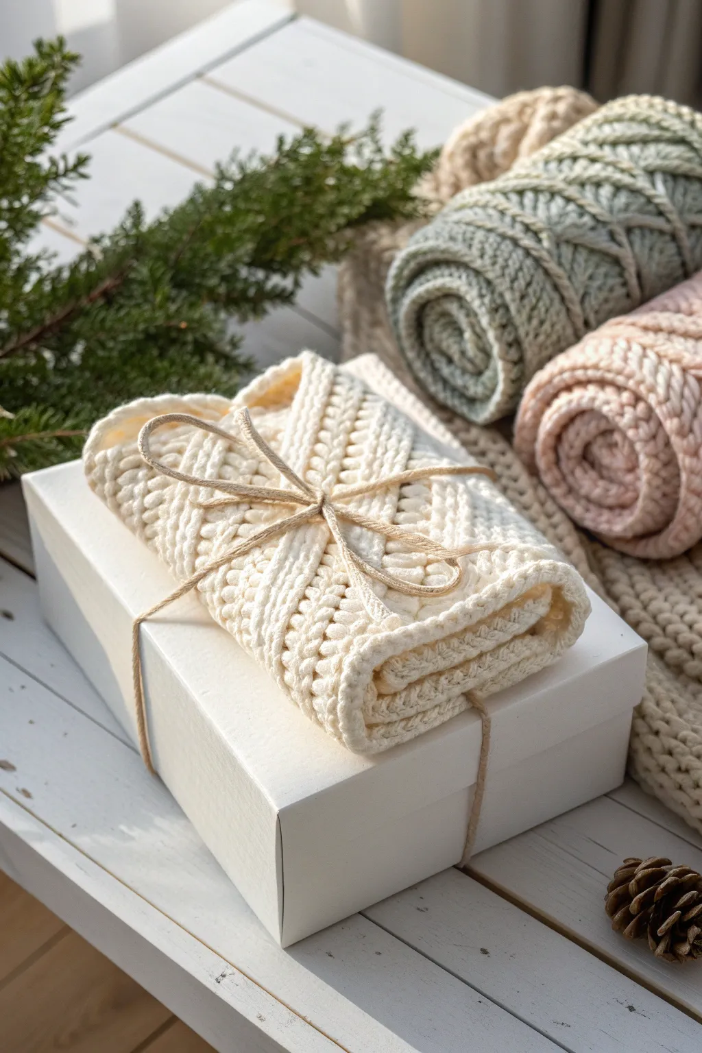 Transform your gifts with cozy, handcrafted yarn wraps for a touch of minimalist elegance.