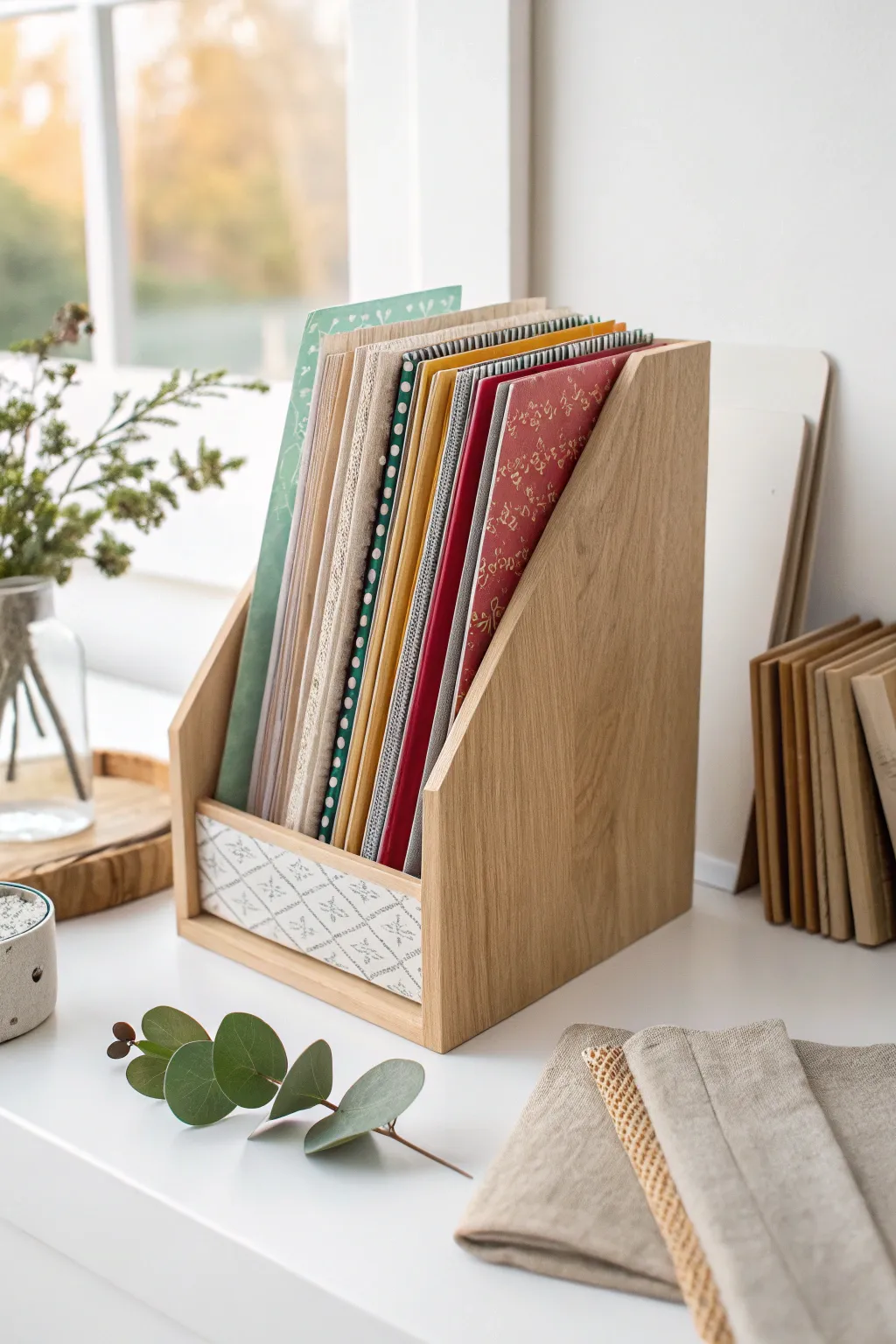 Elevate your craft space with stylish and functional magazine holders for effortless paper organization.