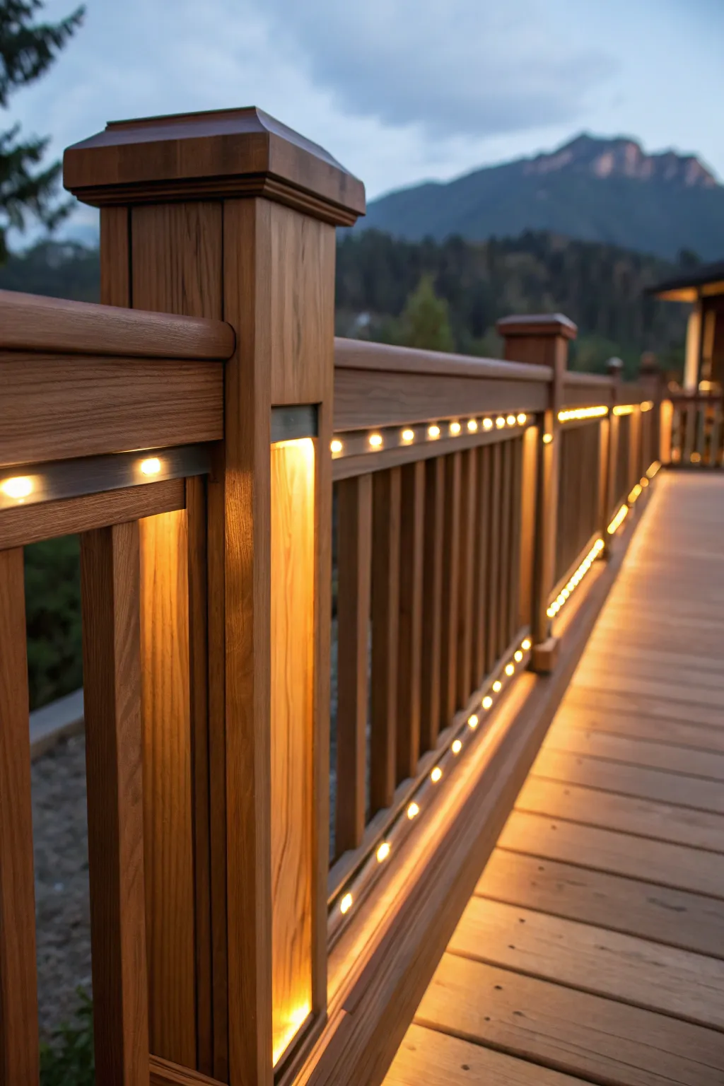 Illuminate your evenings with elegantly lit 2x4 deck railings.