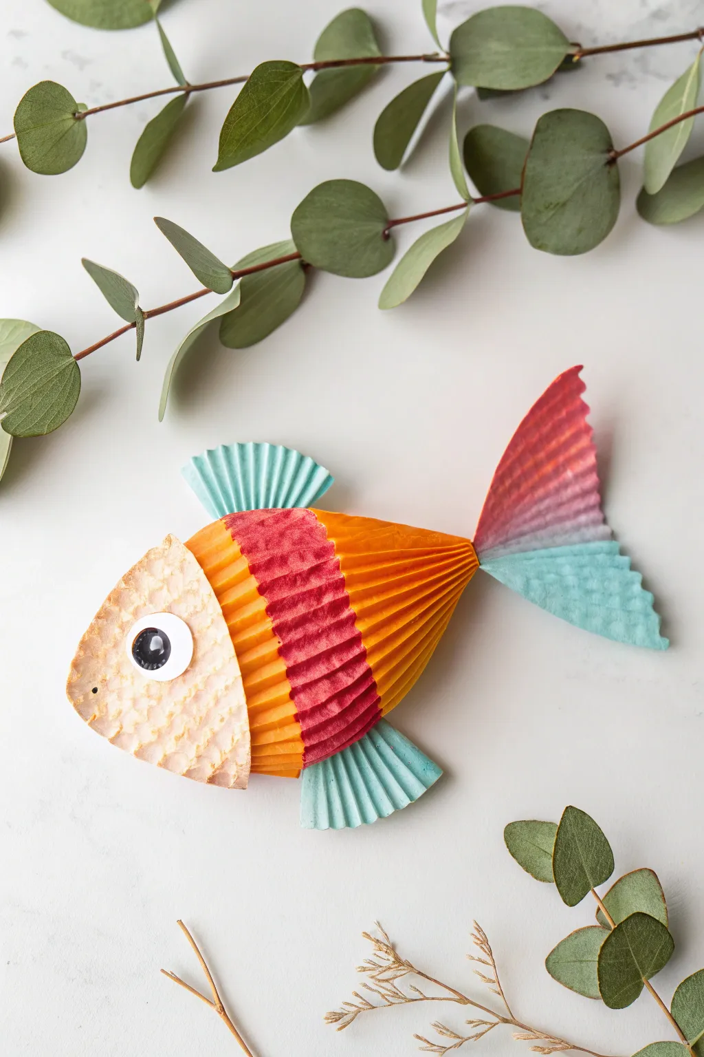 Dive into creativity with this charming cupcake liner fish!