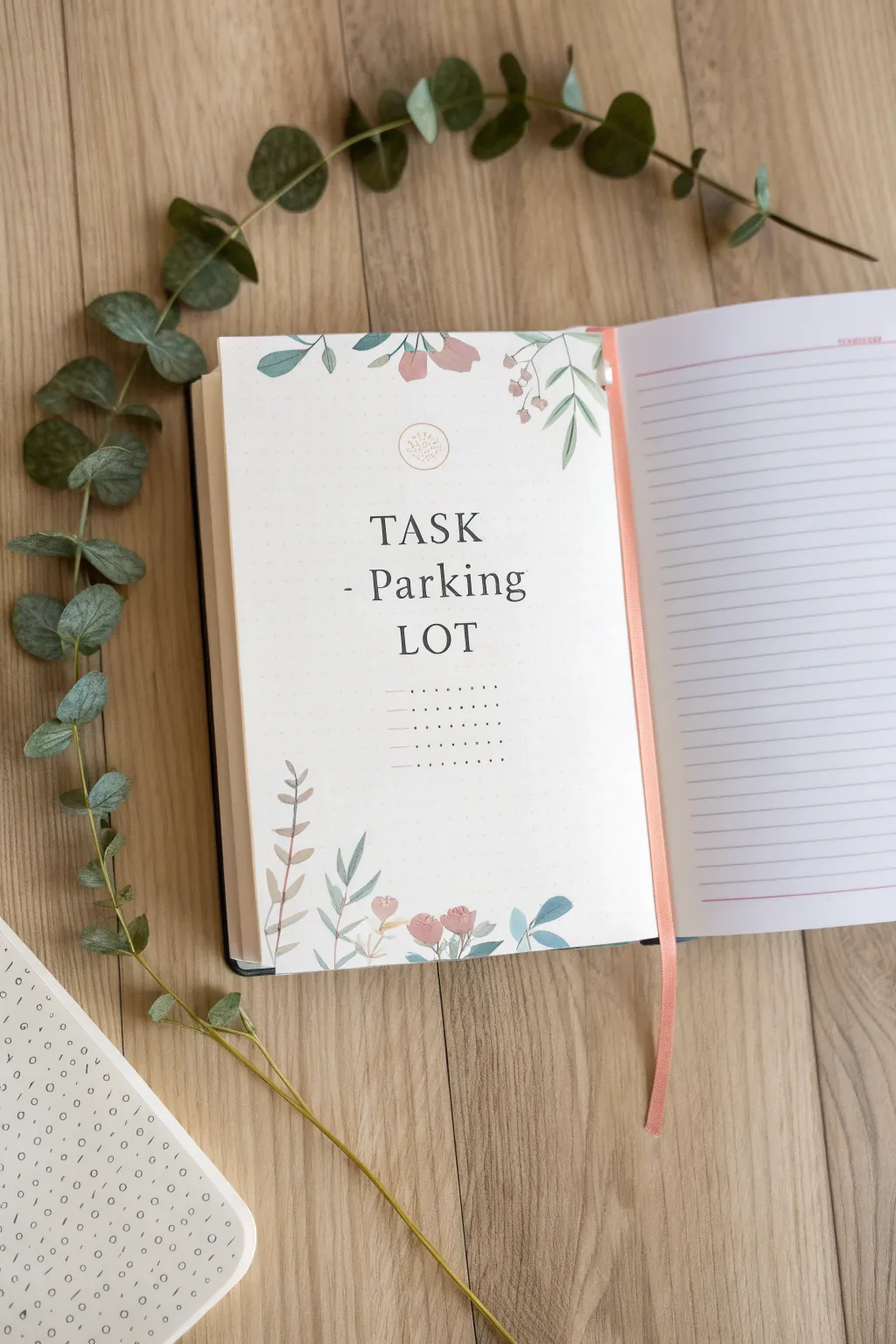 Embrace organization with a serene touch: Create your own task parking lot in a minimalist bullet journal.