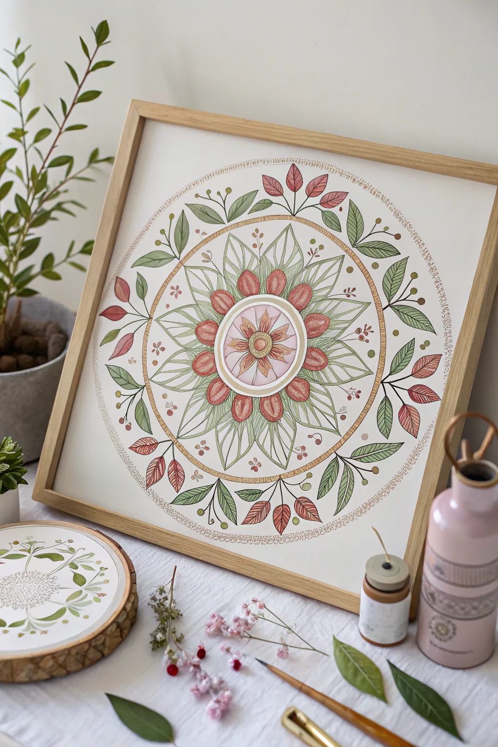 Embrace tranquility with this nature-inspired mandala, where simplicity meets intricate beauty.