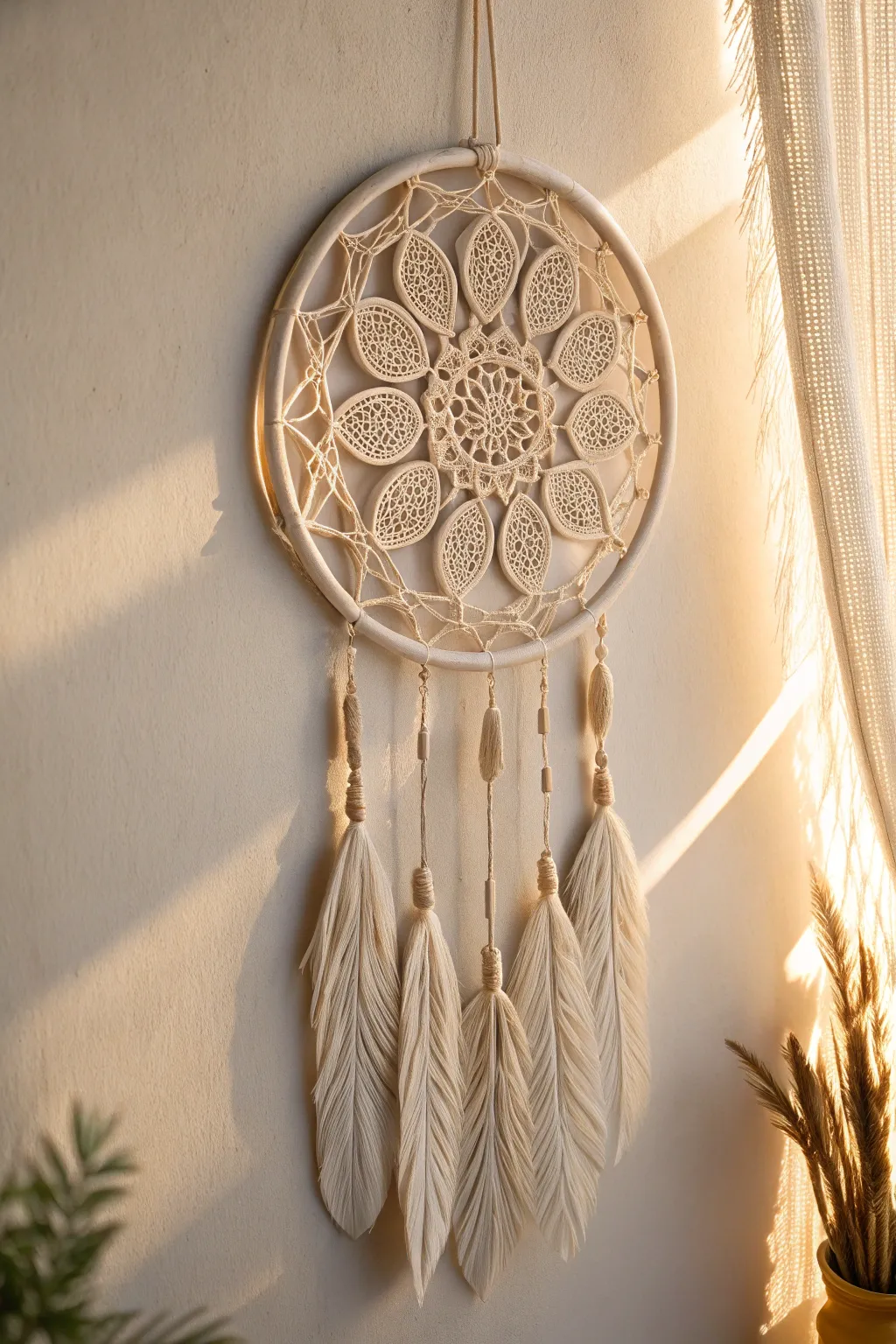 Embrace serenity with a modern twist on classic dreamcatcher design, crafted in air dry clay.