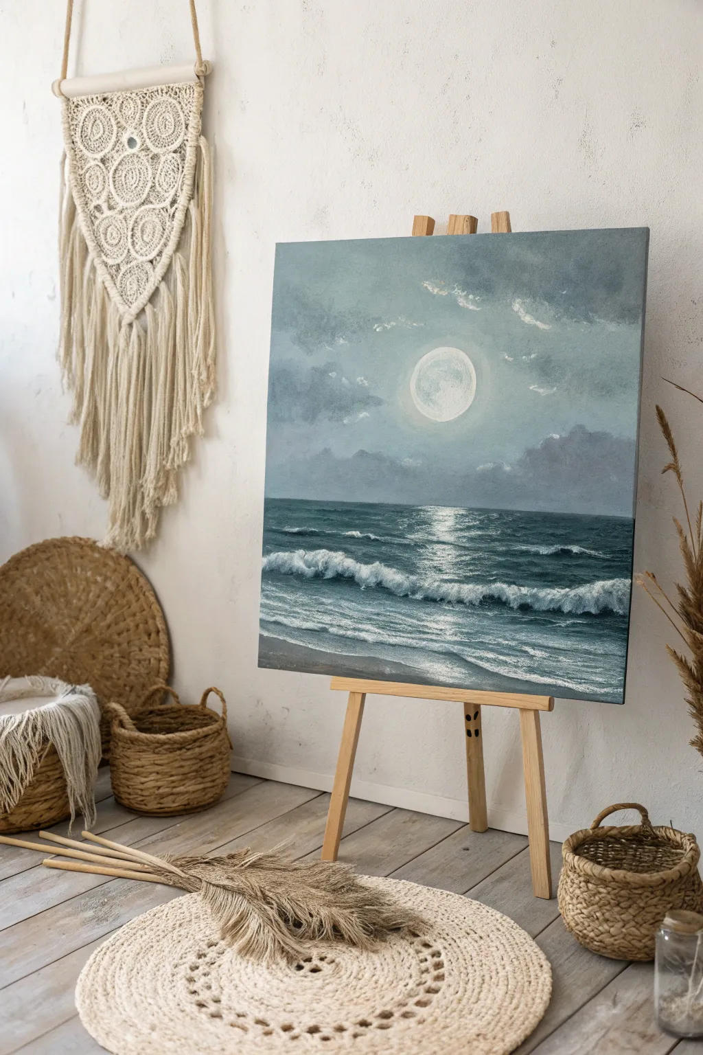 Dive into tranquility with this serene ocean painting, perfect for creating a peaceful reading nook.