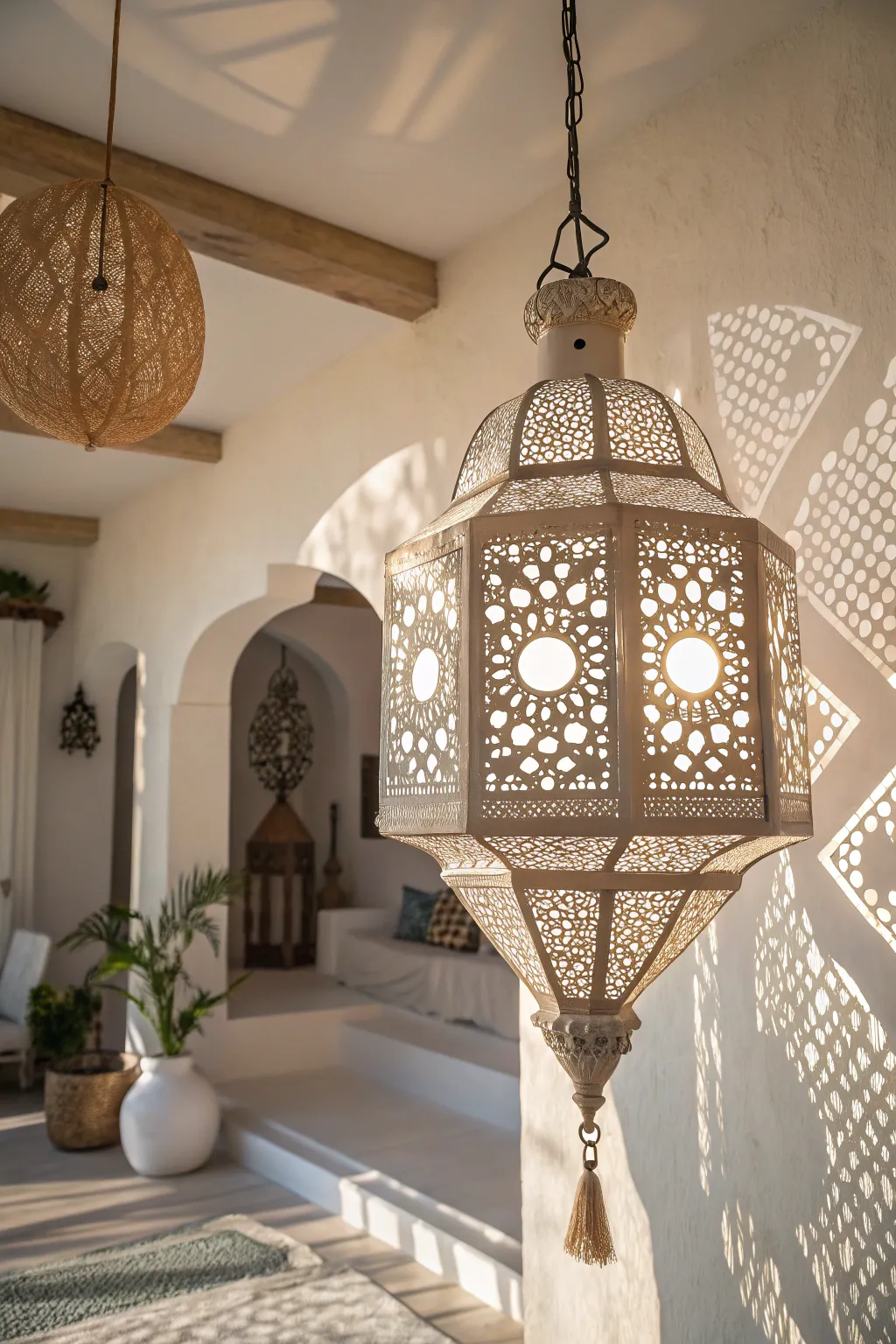Illuminate your space with the enchanting glow of a handcrafted Moroccan paper lantern, blending artistry and simplicity.