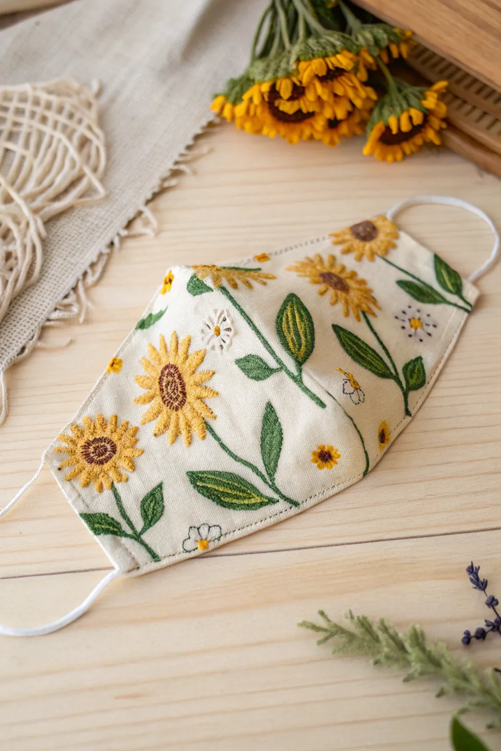 Embrace practicality with a touch of art—tiny sunflowers bring charm to your everyday essentials.