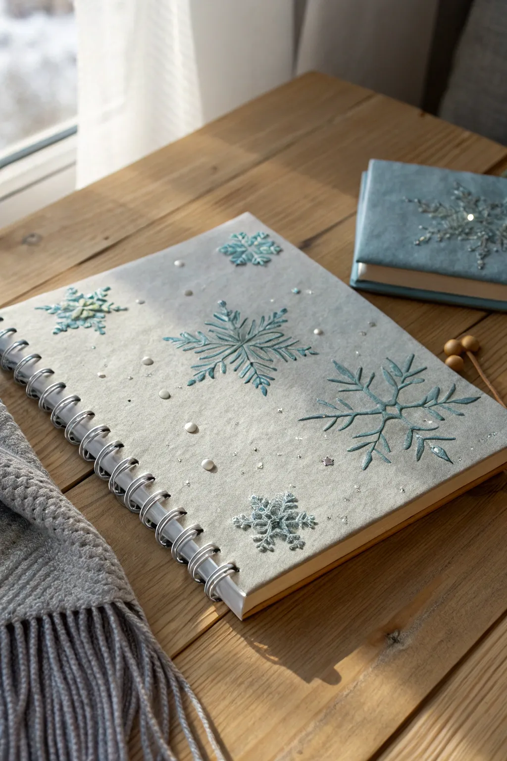 Capture the serene beauty of winter with an art journal cover that reflects the season's quiet elegance and natural allure. ❄️✨