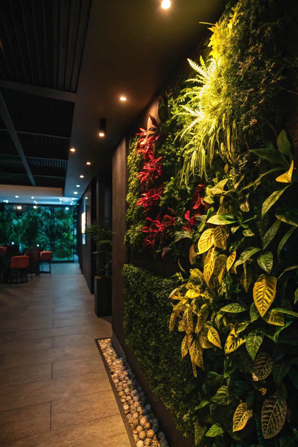 Brighten dark corners with a vibrant plant wall.