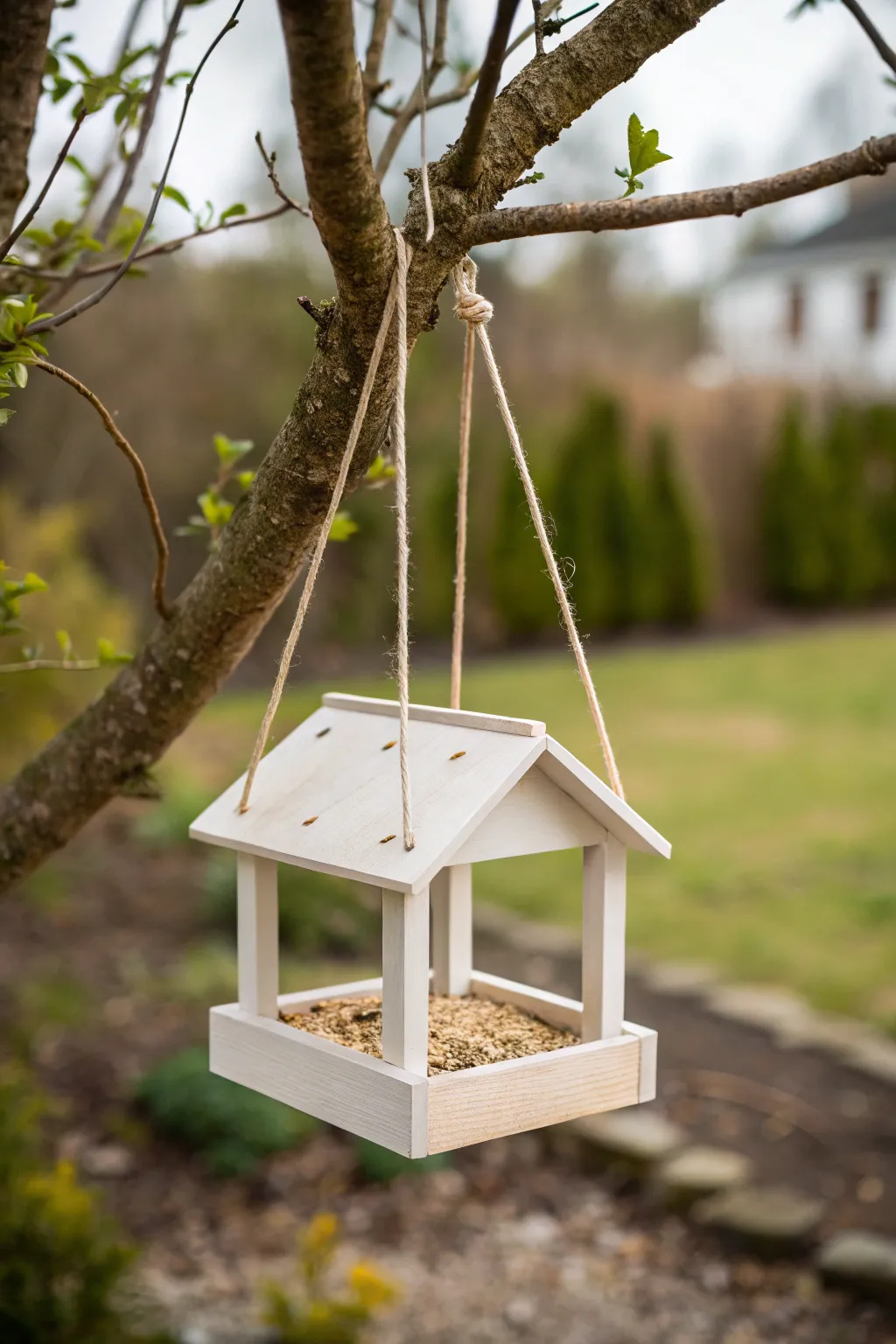 Embrace nature's beauty with this minimalist bird feeder crafted from recycled materials.