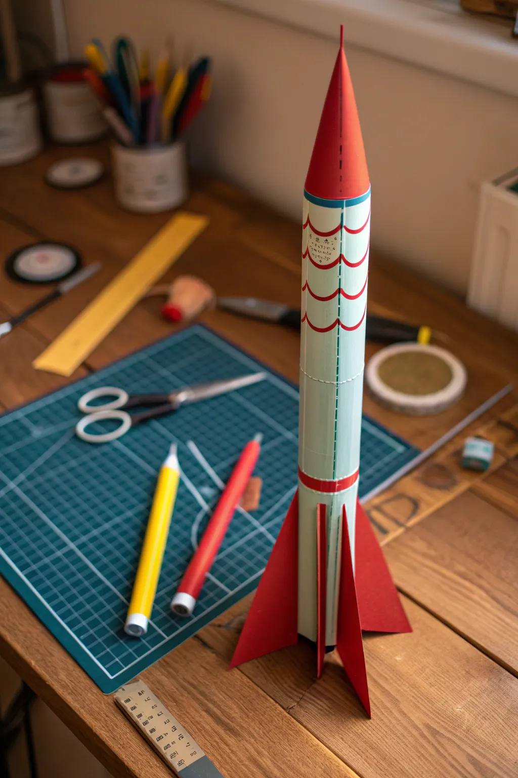 Ignite your creativity with this handcrafted straw rocket, bringing the wonders of propulsion to your fingertips.
