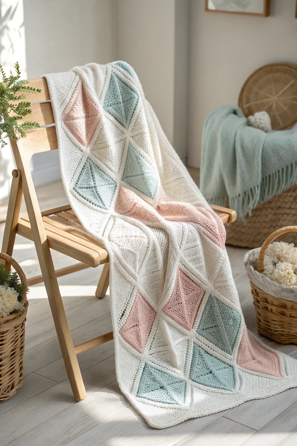 Wrap your little one in modern comfort with this beautifully crafted geometric baby blanket. Perfect for adding a touch of minimalist elegance to any nursery.