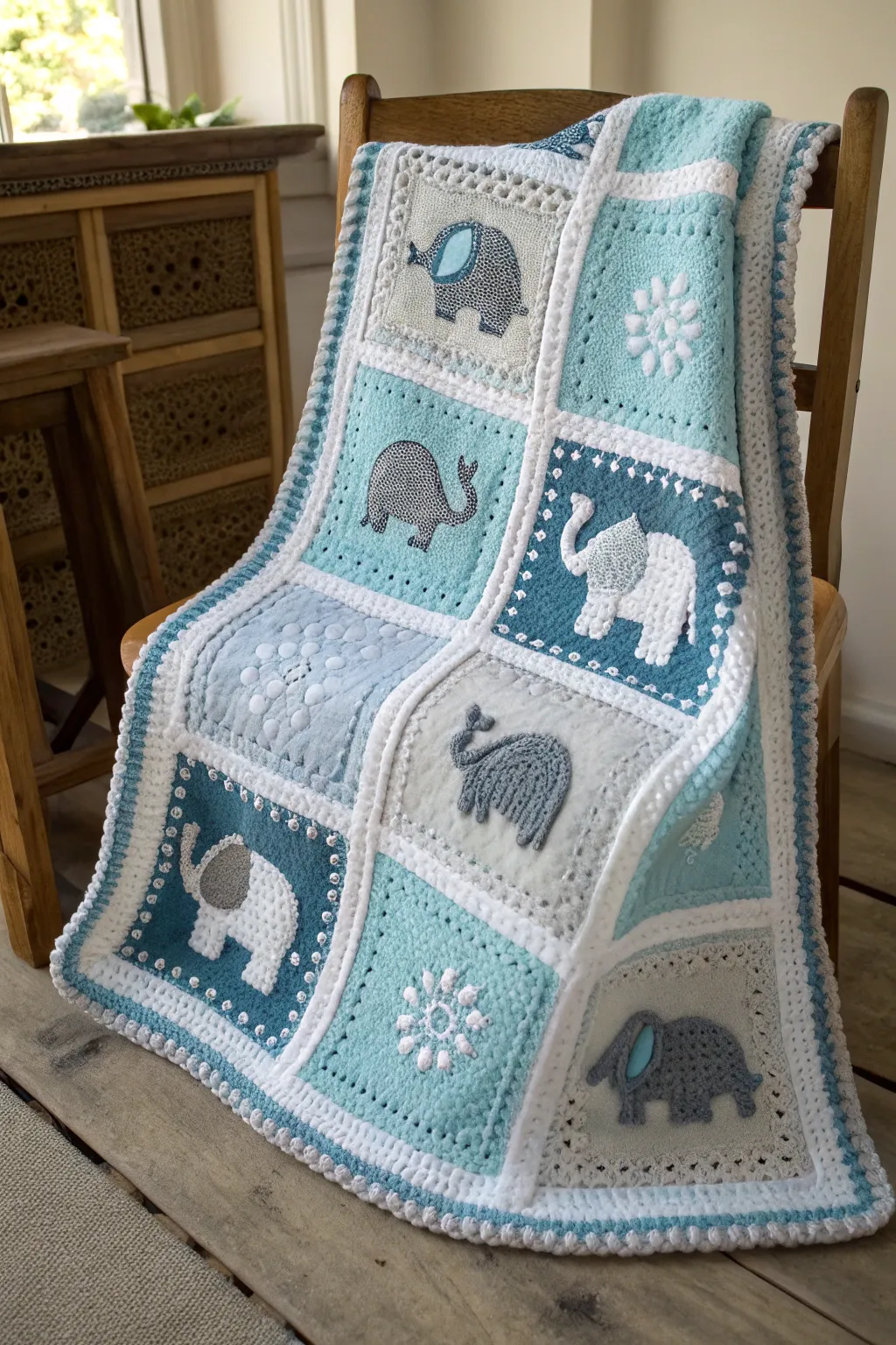 Charming Craftsmanship: Delight in the playful elegance of hand-crocheted animal patterns for your little one.