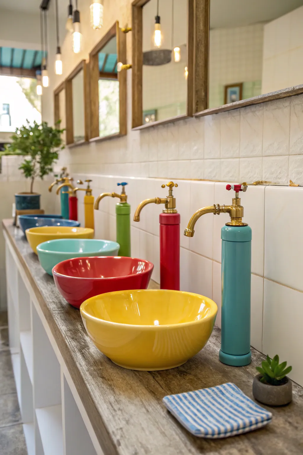 Injecting personality with colorful fixtures.