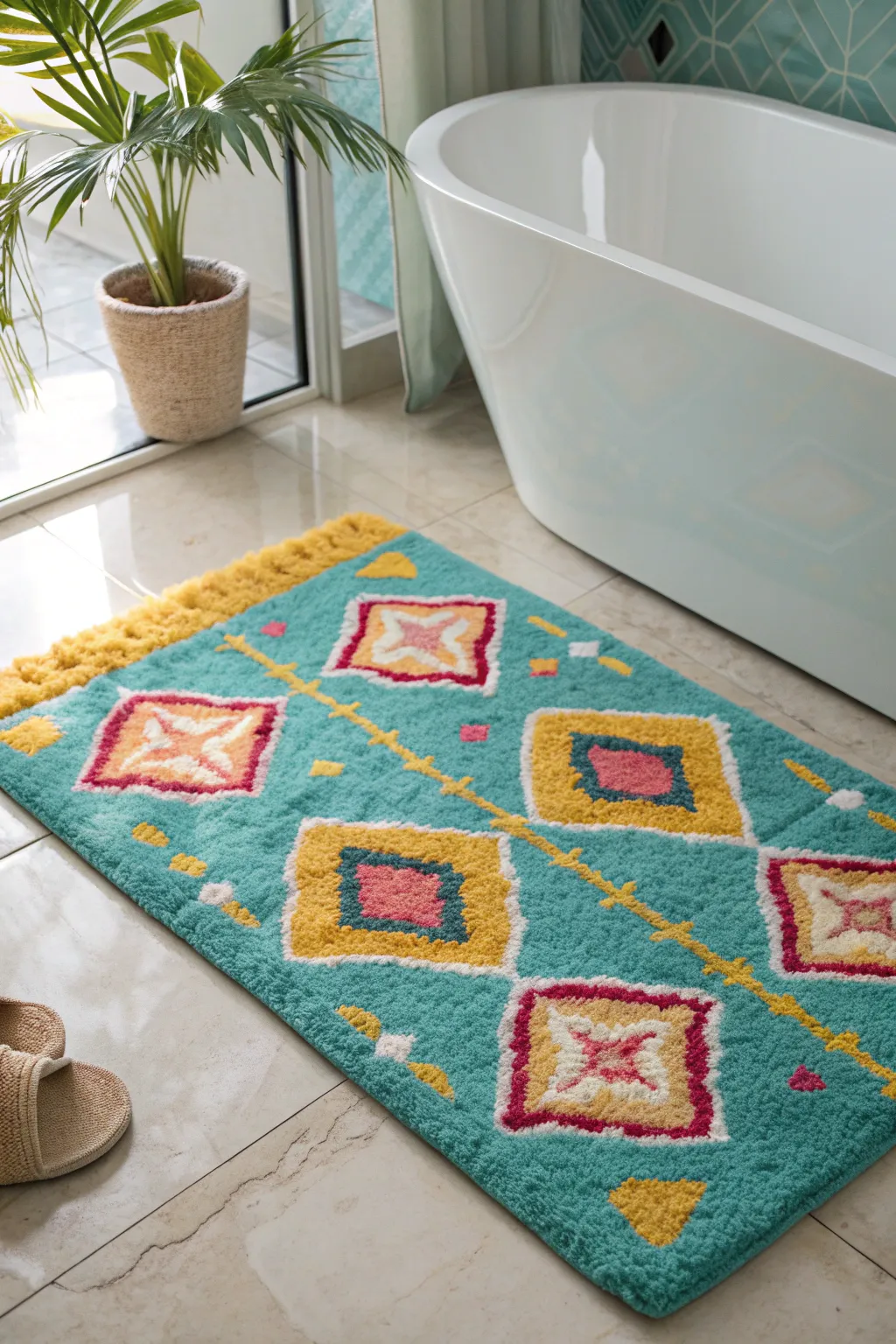Prioritize safety without sacrificing style with a non-slip bathroom rug.