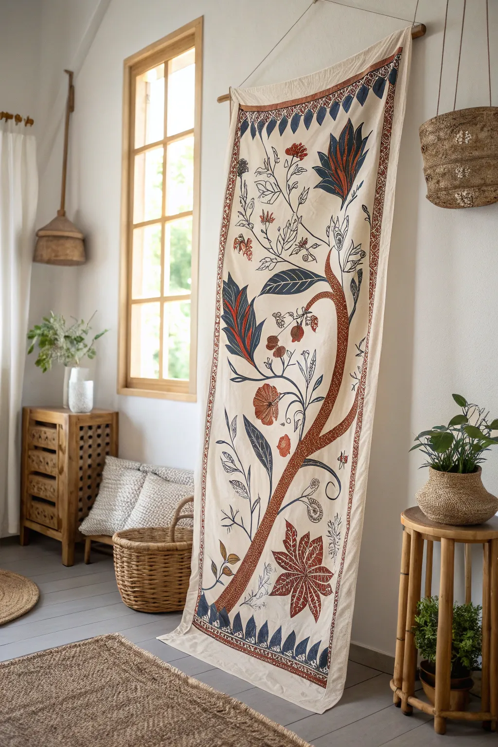 Elevate your space with the timeless elegance of a handcrafted batik banner.