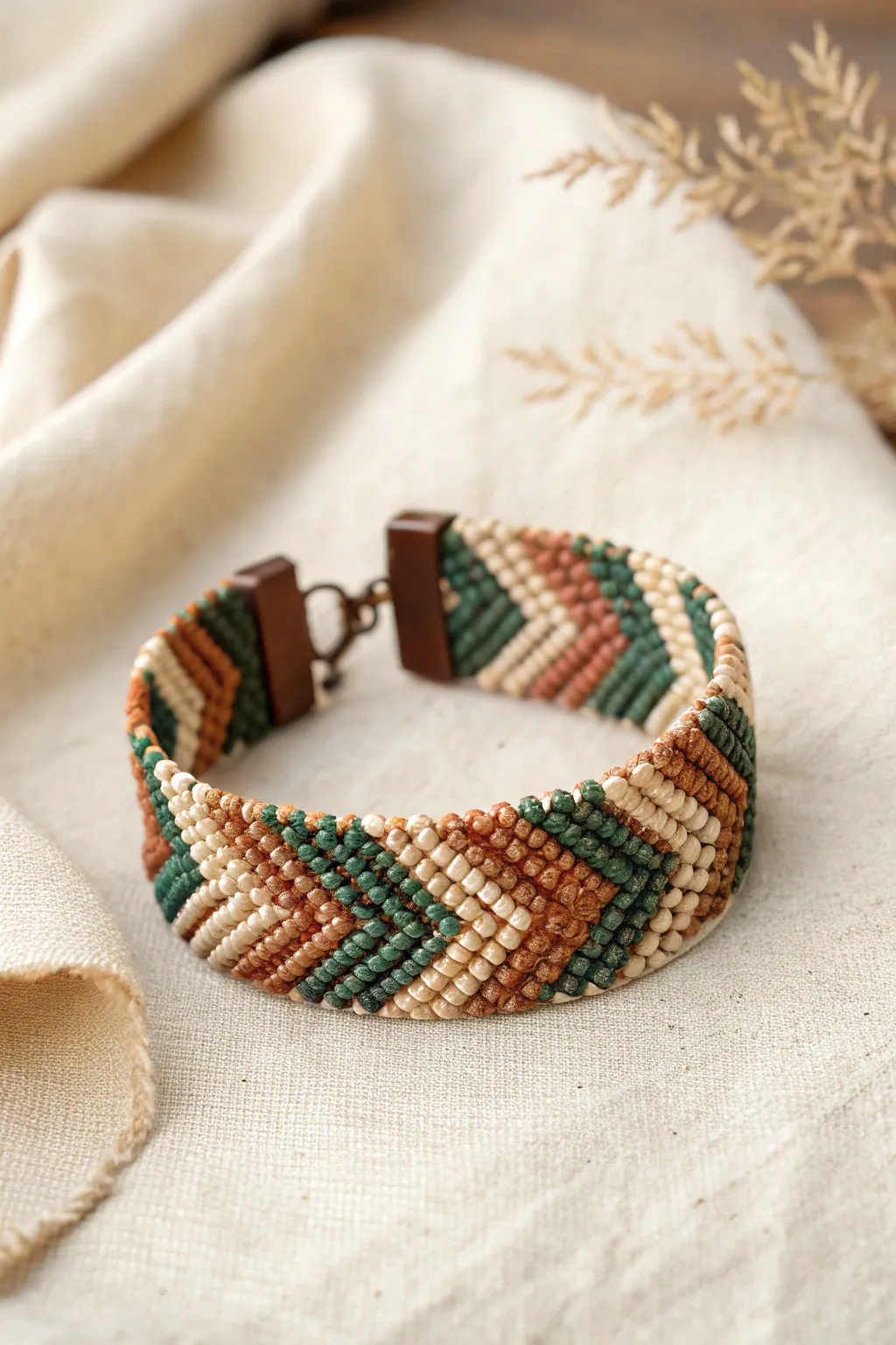 Embrace bold patterns with this exquisite chevron bead bracelet. 🌿✨ #PatternPlay #HandcraftedBeauty