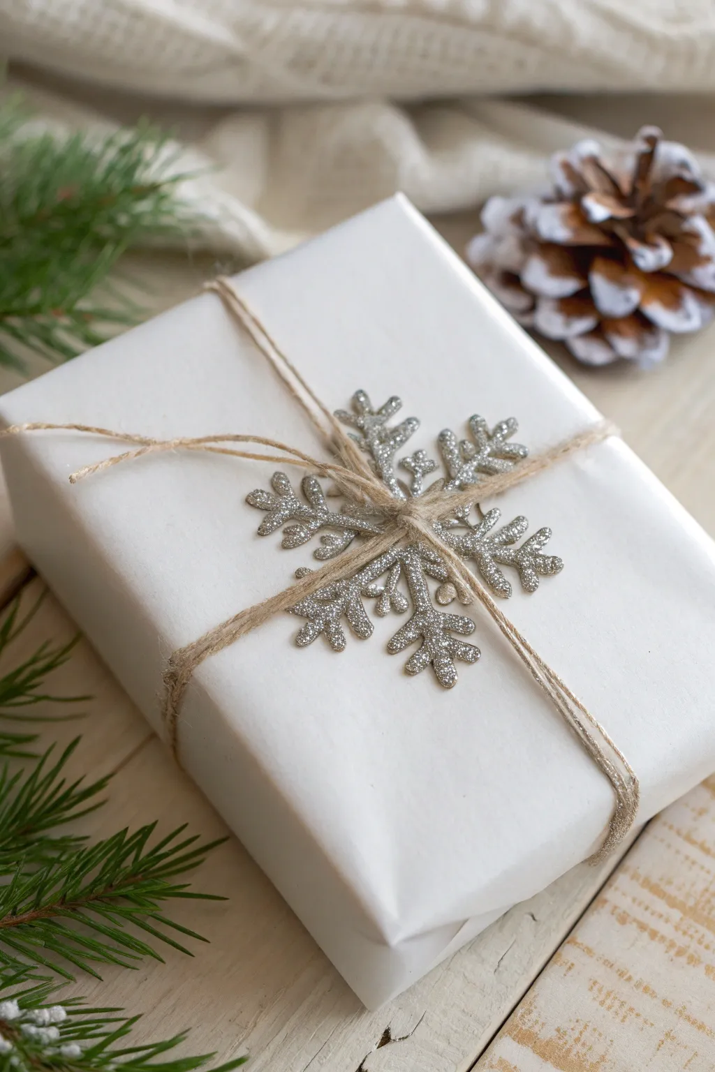 Add a touch of winter magic with glittery snowflakes for an enchanting gift presentation.