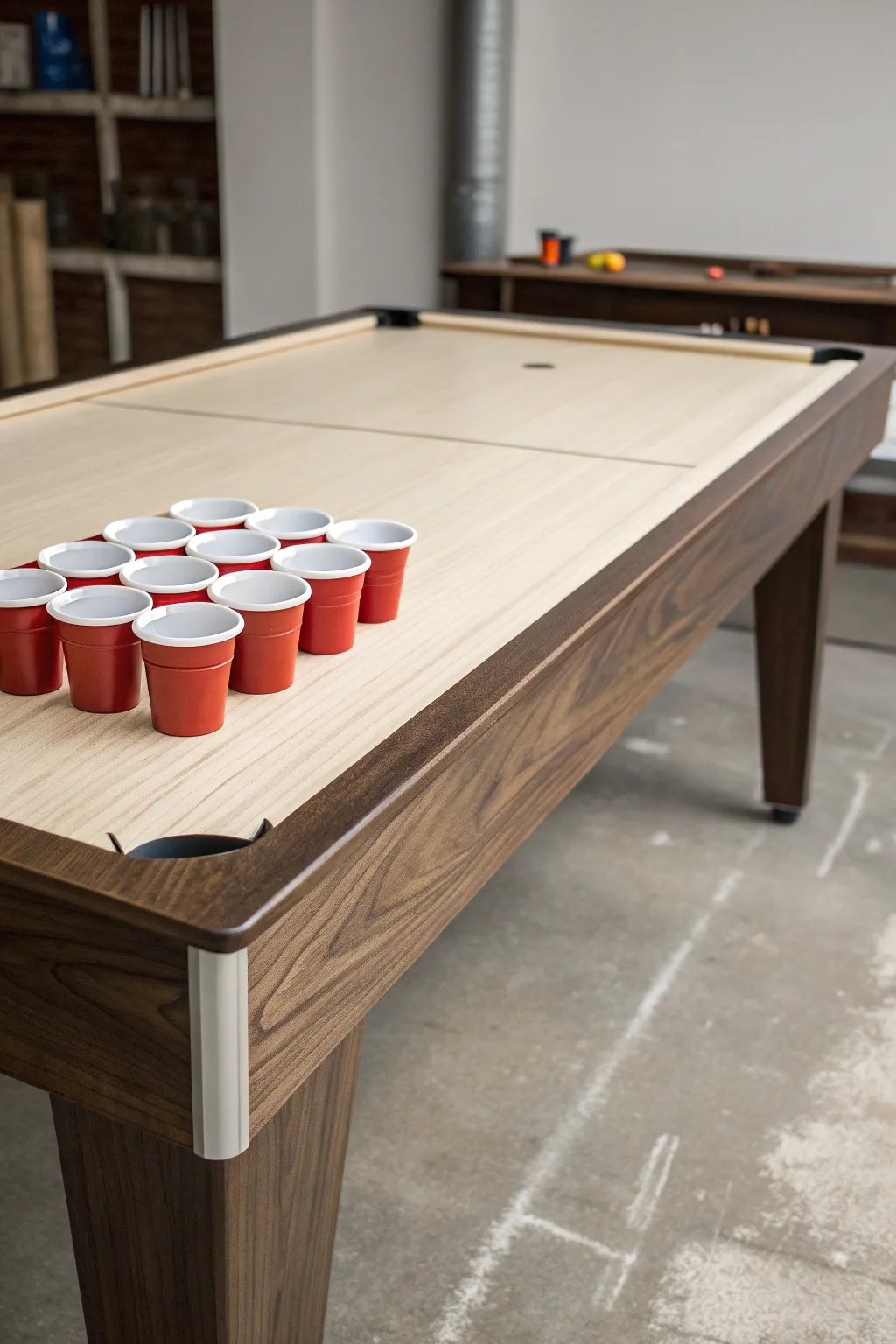 Elevate your game with a minimalist beer pong table that combines style and craftsmanship.