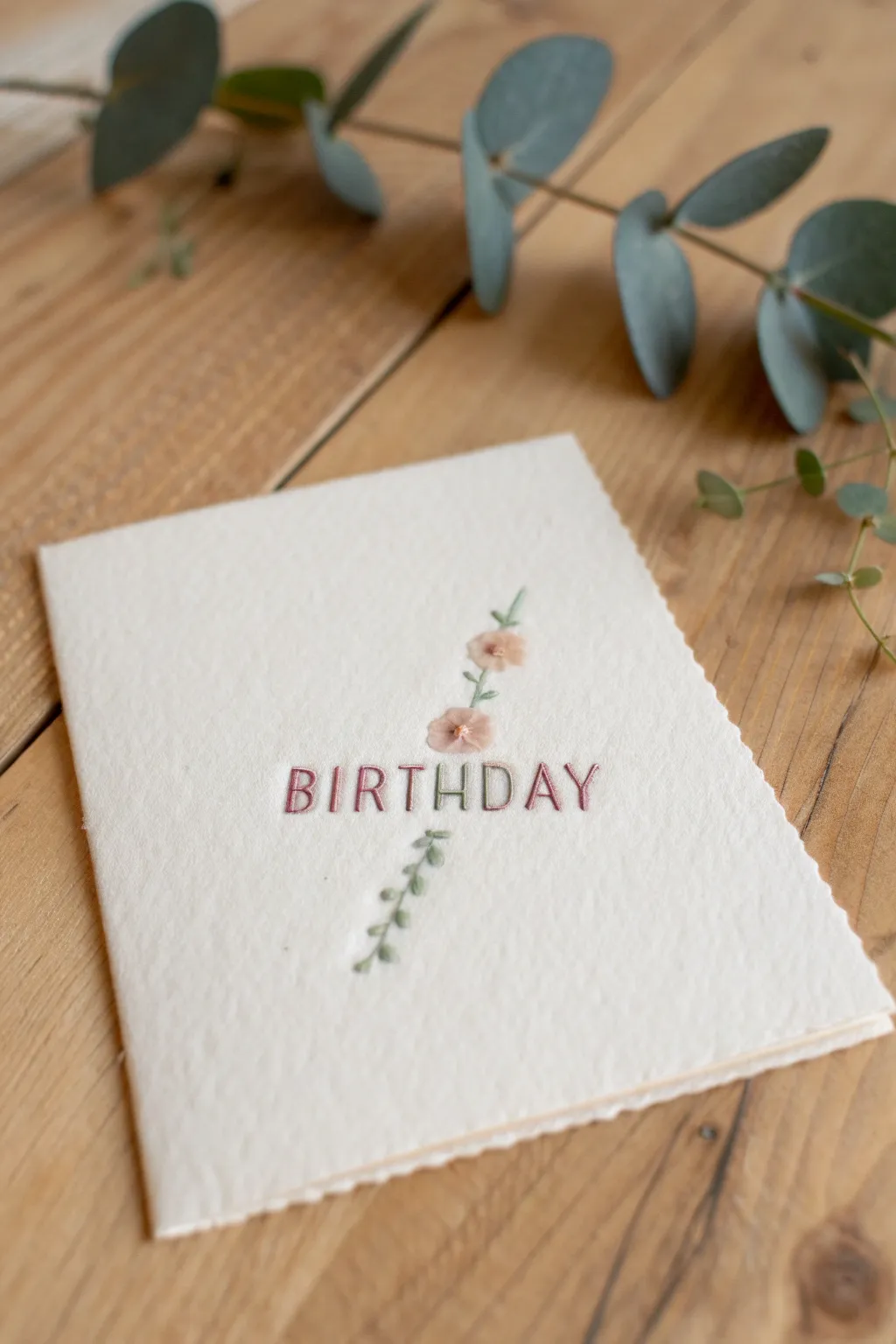 Craft a heartfelt birthday greeting with the timeless beauty of embroidery. Simple, thoughtful, and uniquely yours.