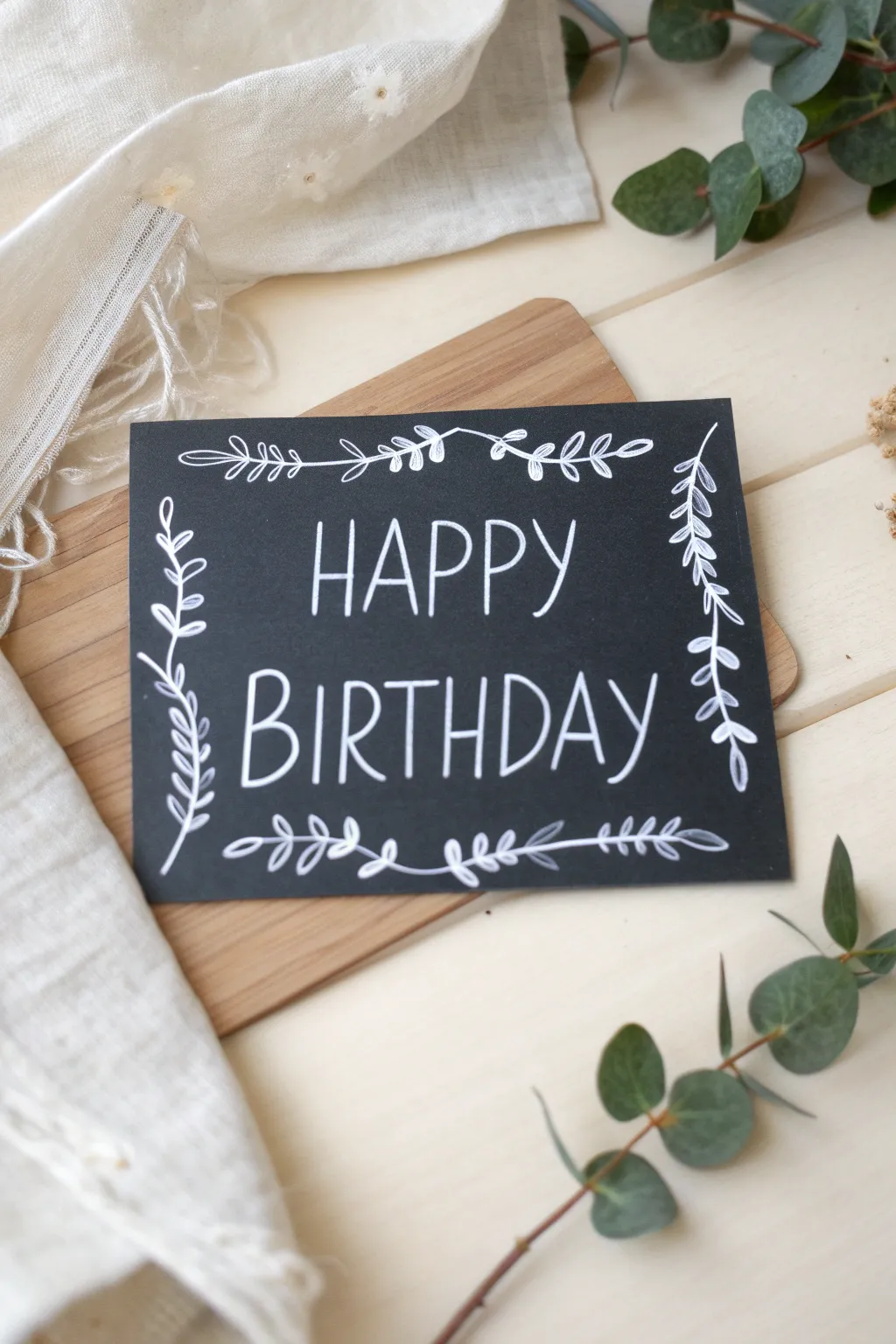 Craft the perfect birthday message with minimalist chalkboard charm.