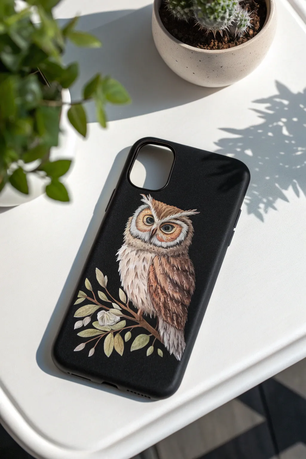 Embrace the wild beauty with this hand-painted owl phone case, where minimalist elegance meets boho charm.