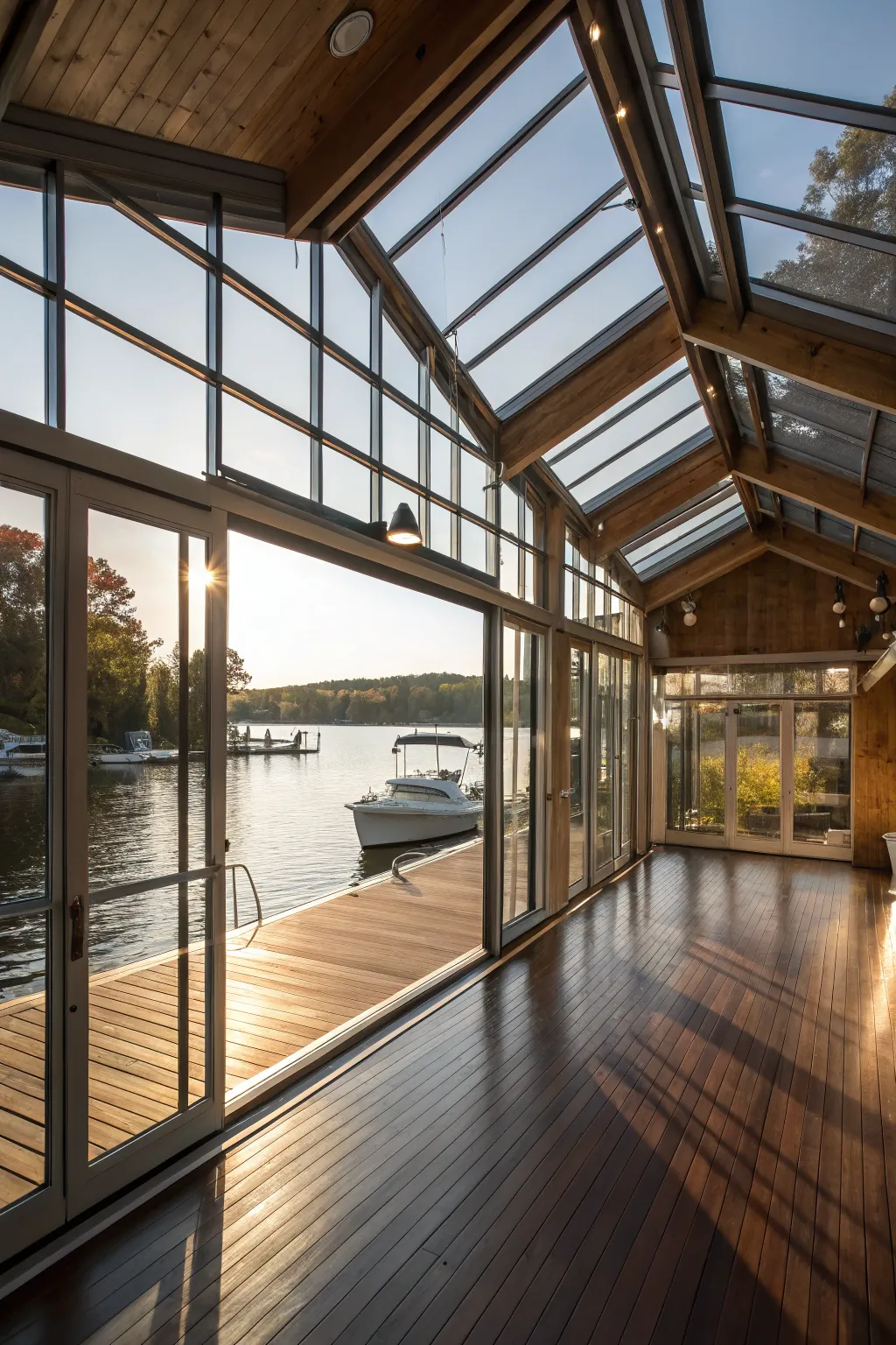 Experience waterfront luxury with this glass-walled masterpiece.