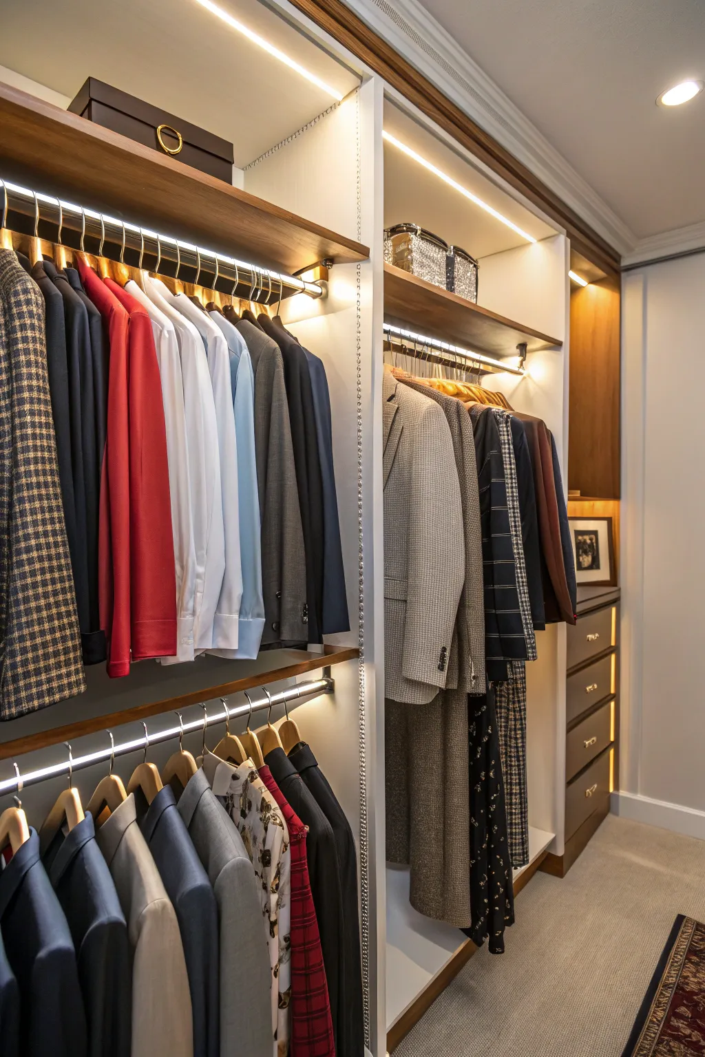 Valet rods provide a convenient way to plan outfits.