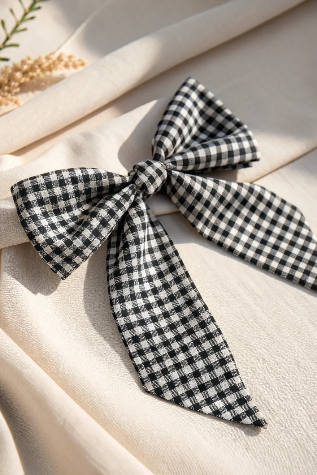 Elevate your style with a timeless gingham bow - where retro meets modern simplicity.