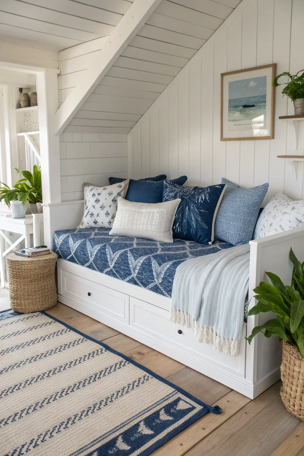 Sail into serenity with this nautical-inspired built-in daybed, where Scandinavian simplicity meets coastal charm. 🌊