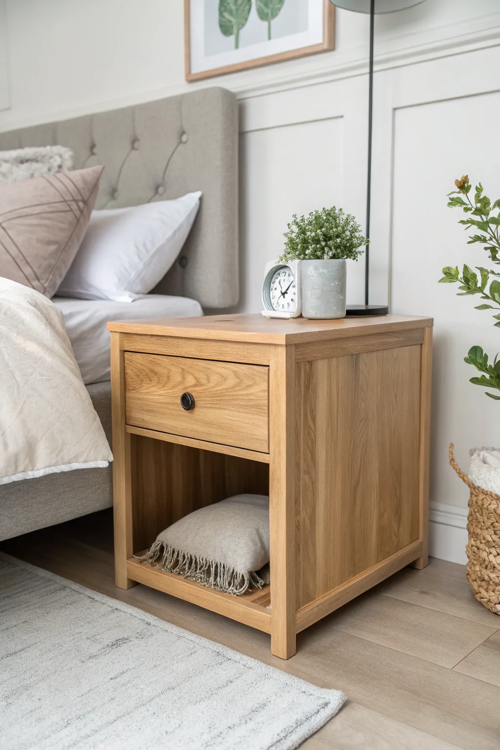 A cozy corner for your furry friend, seamlessly blending into your serene bedroom oasis.