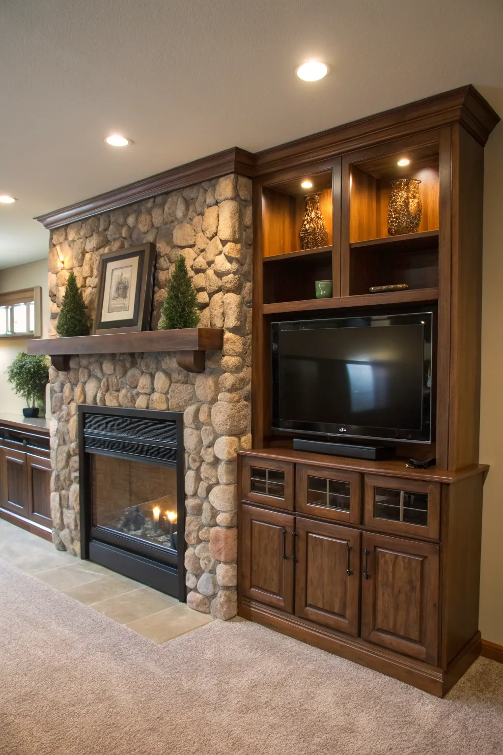Multifunctional design adds versatility and utility to this entertainment center.