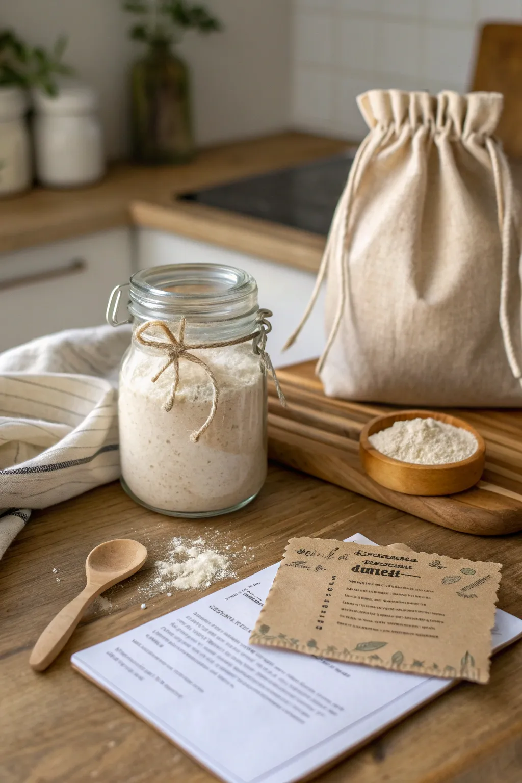 Gift the joy of homemade sourdough bread with this charming starter kit.