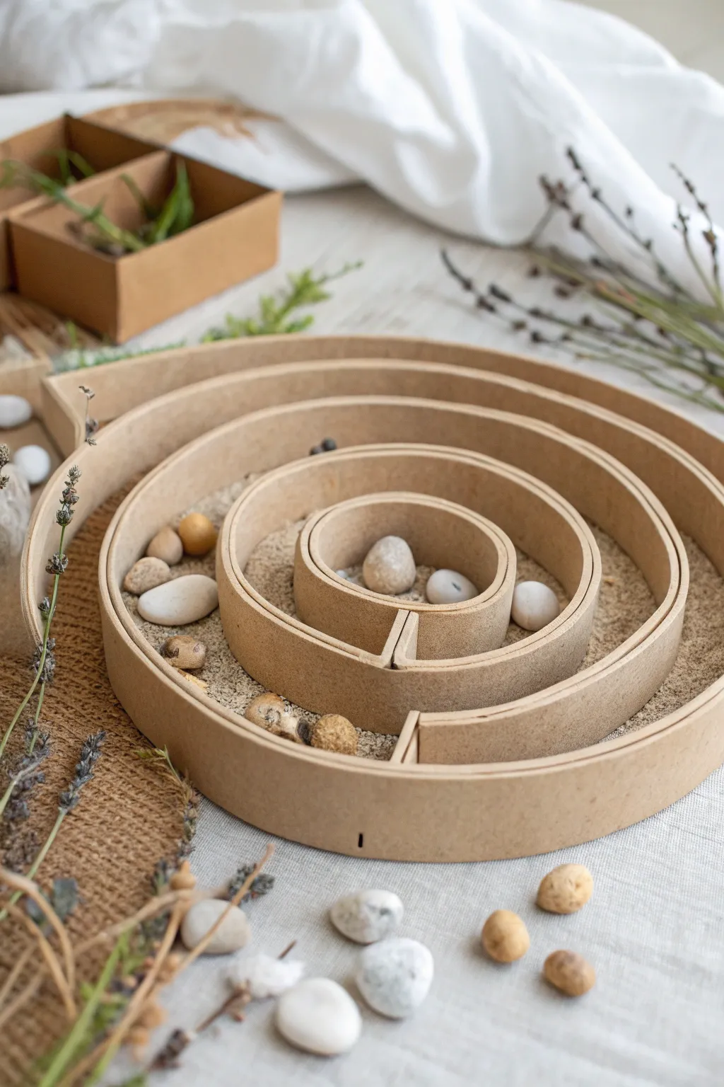 Bring the beauty of nature indoors with this elegant cardboard marble maze, merging simplicity and natural charm.