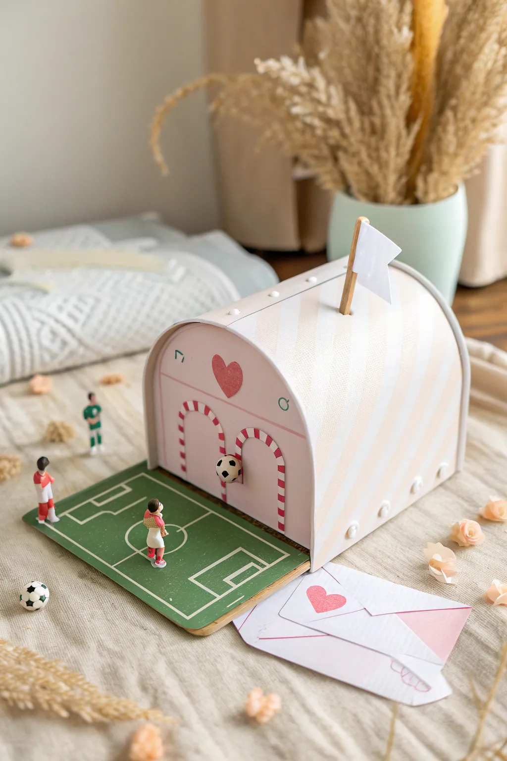 Score a goal in love with this charming sports-themed Valentine's mailbox!