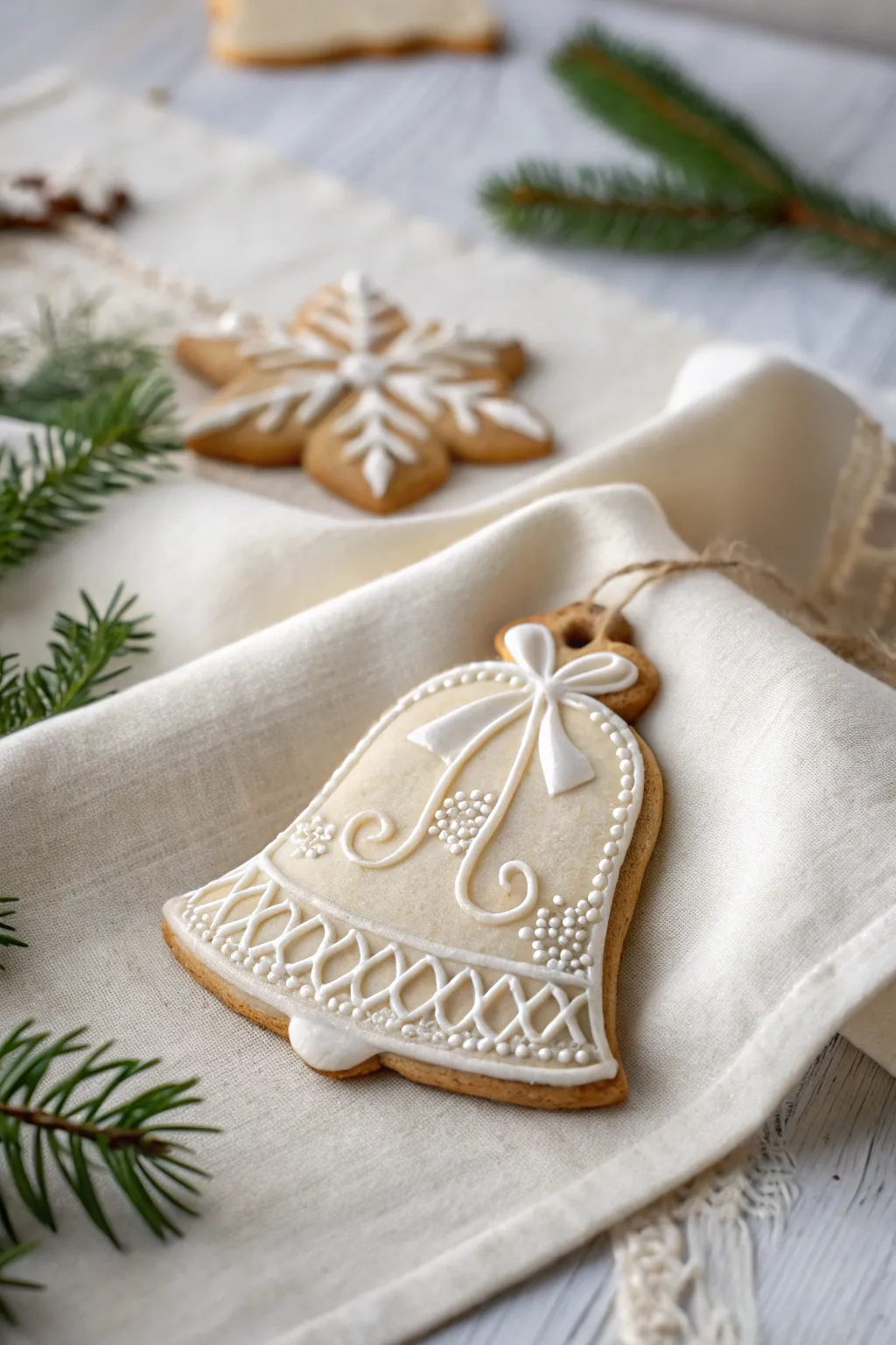 Elevate your holiday baking with these exquisite Velvet Ribbon Bell cookies, where simplicity meets elegance.