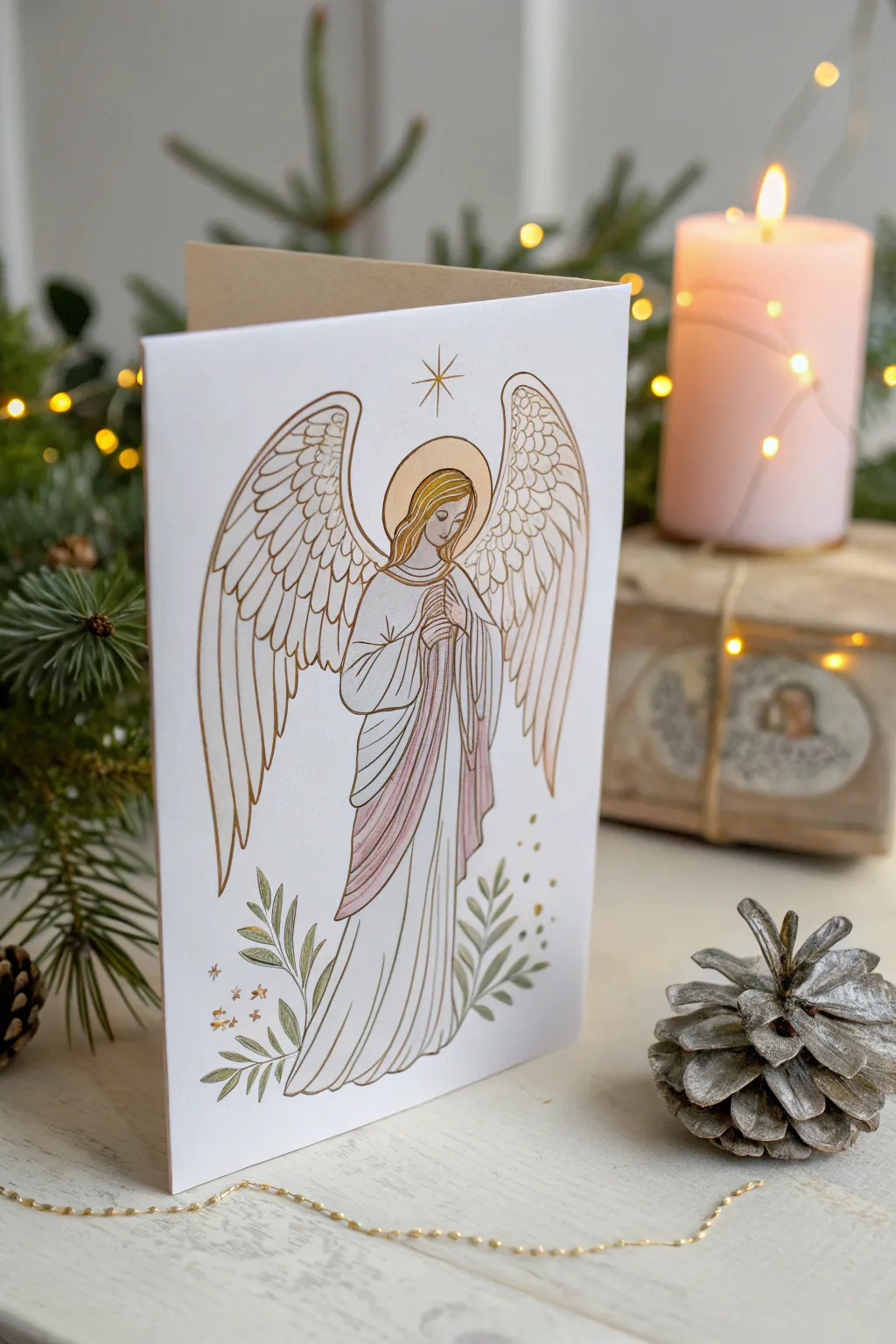Embrace the serene elegance of a hand-drawn Christmas angel, perfect for a minimalist festive touch.