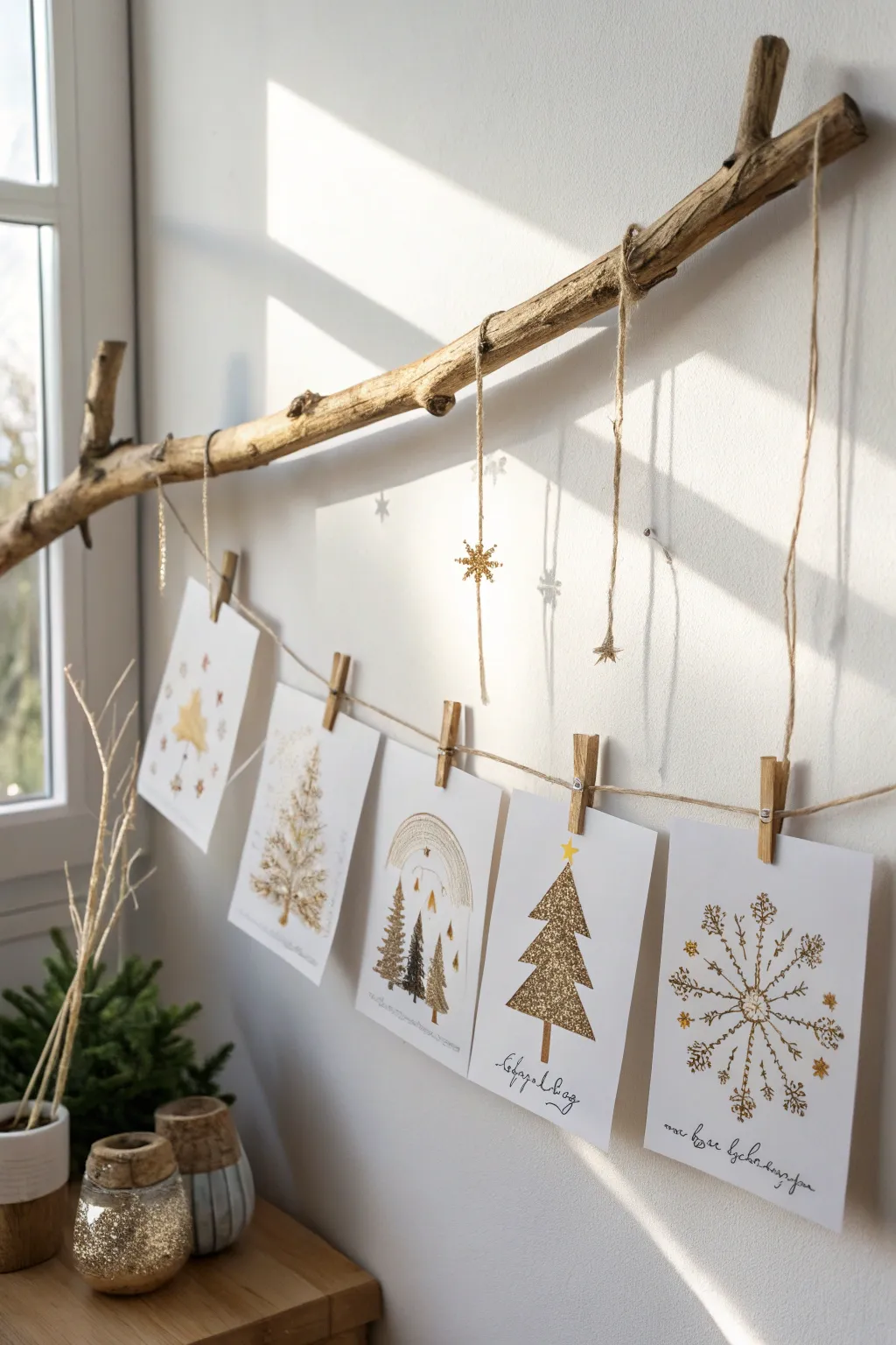 Elevate your holiday decor with a minimalist Christmas card display—simple, elegant, and full of festive charm.